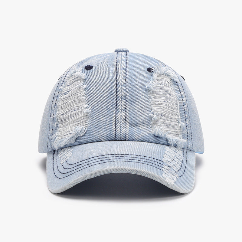 Distressed Cotton Baseball Cap - ClozArt