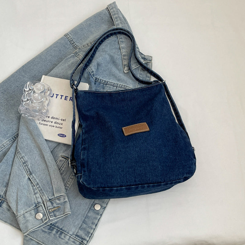 Adjustable Strap Denim Shoulder Bag - ClozArt