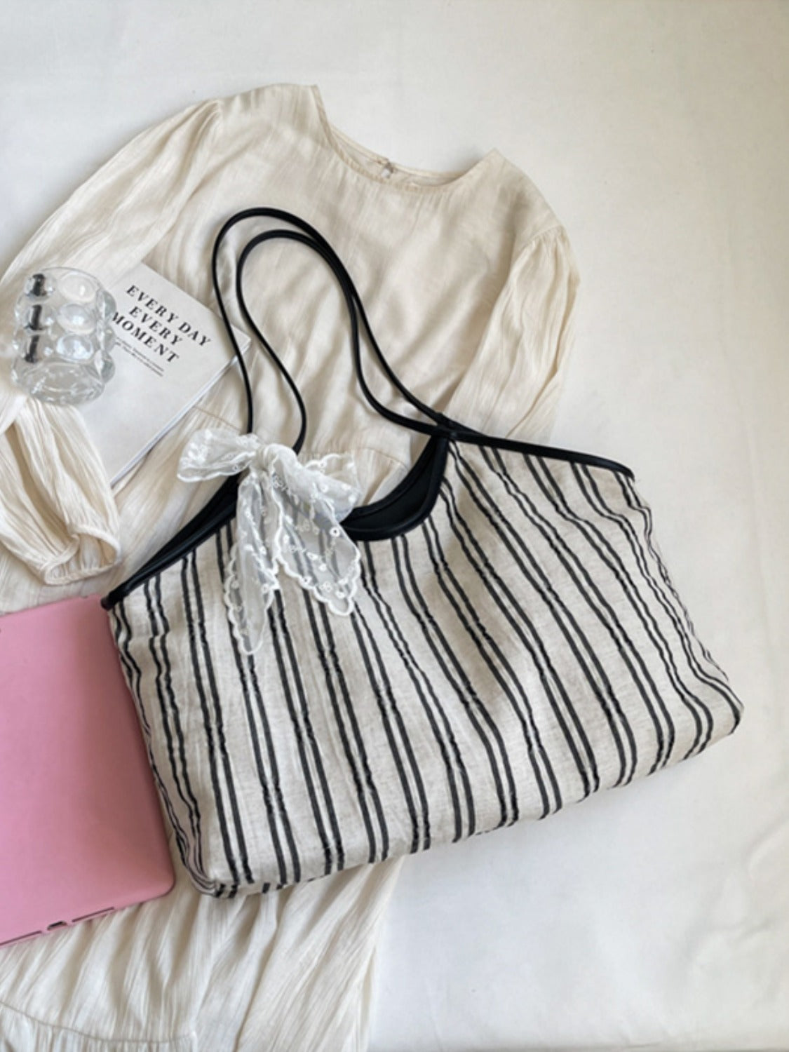 Striped Canvas Tote Bag - ClozArt