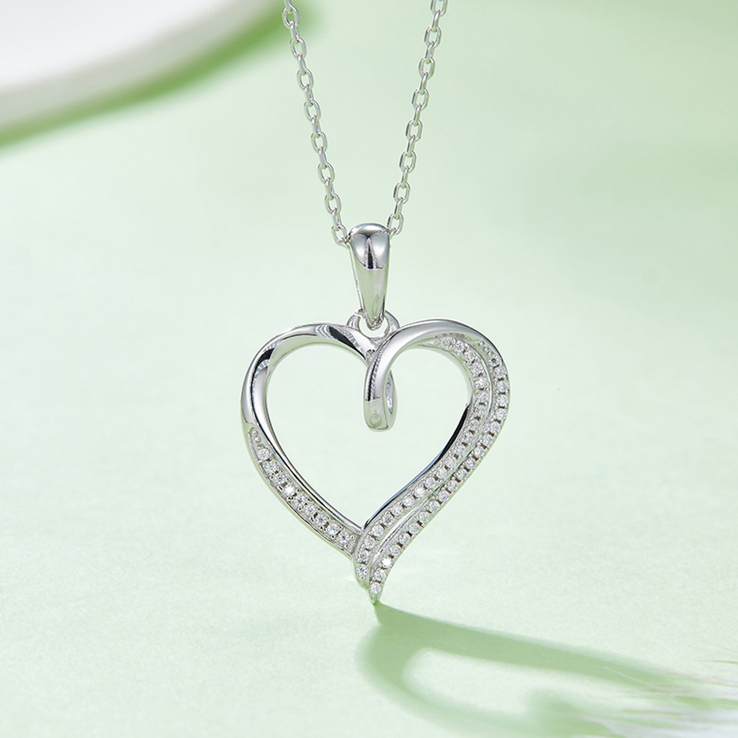 Moissanite 925 Sterling Silver Heart Shape Necklace - ClozArt