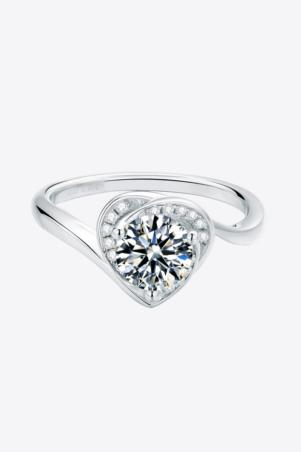 1 Carat Moissanite 925 Sterling Silver Heart Ring - ClozArt