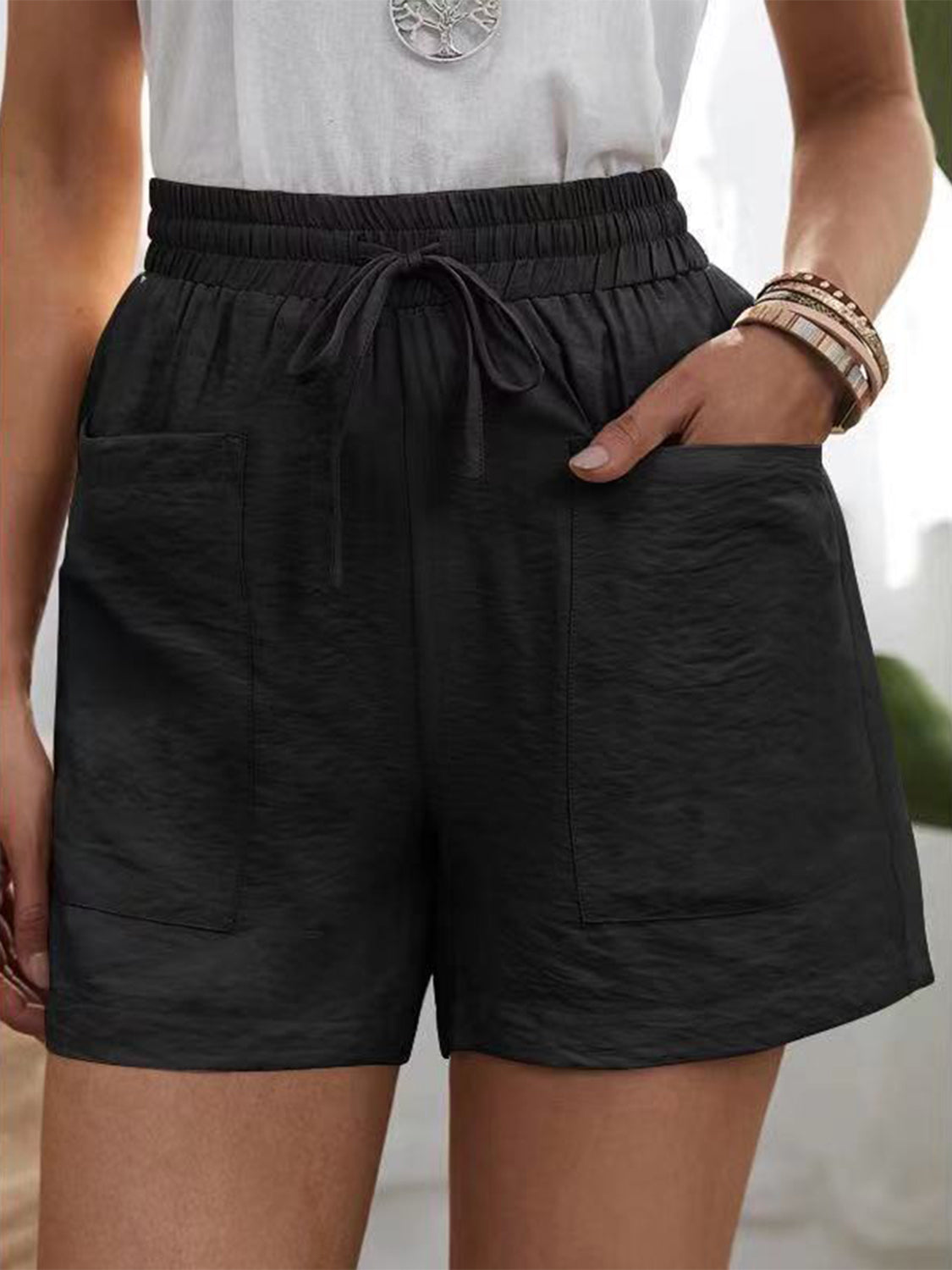 Full Size Drawstring Shorts with Pockets - ClozArt