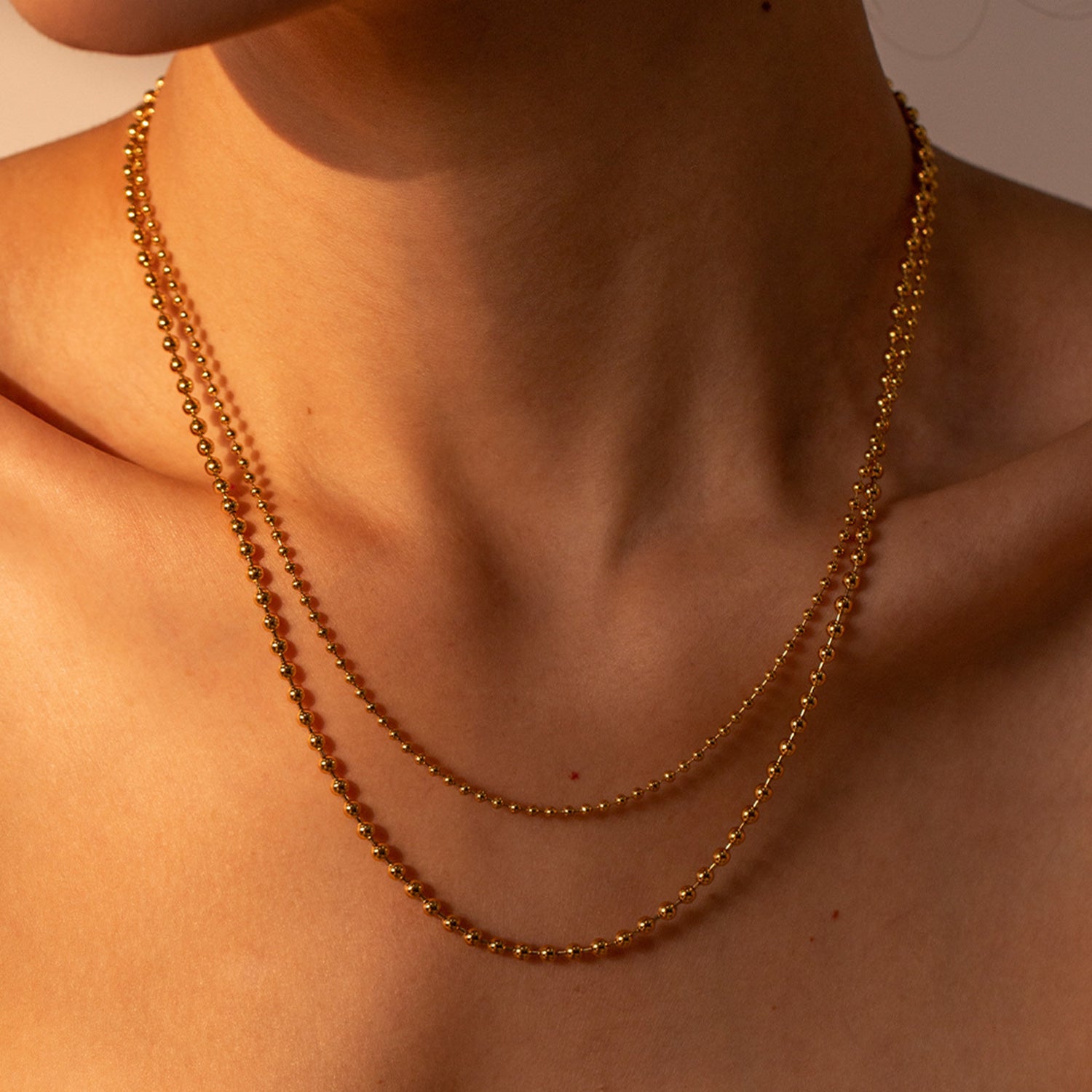 18K Gold-Plated Lobster Closure Bead Necklace - ClozArt