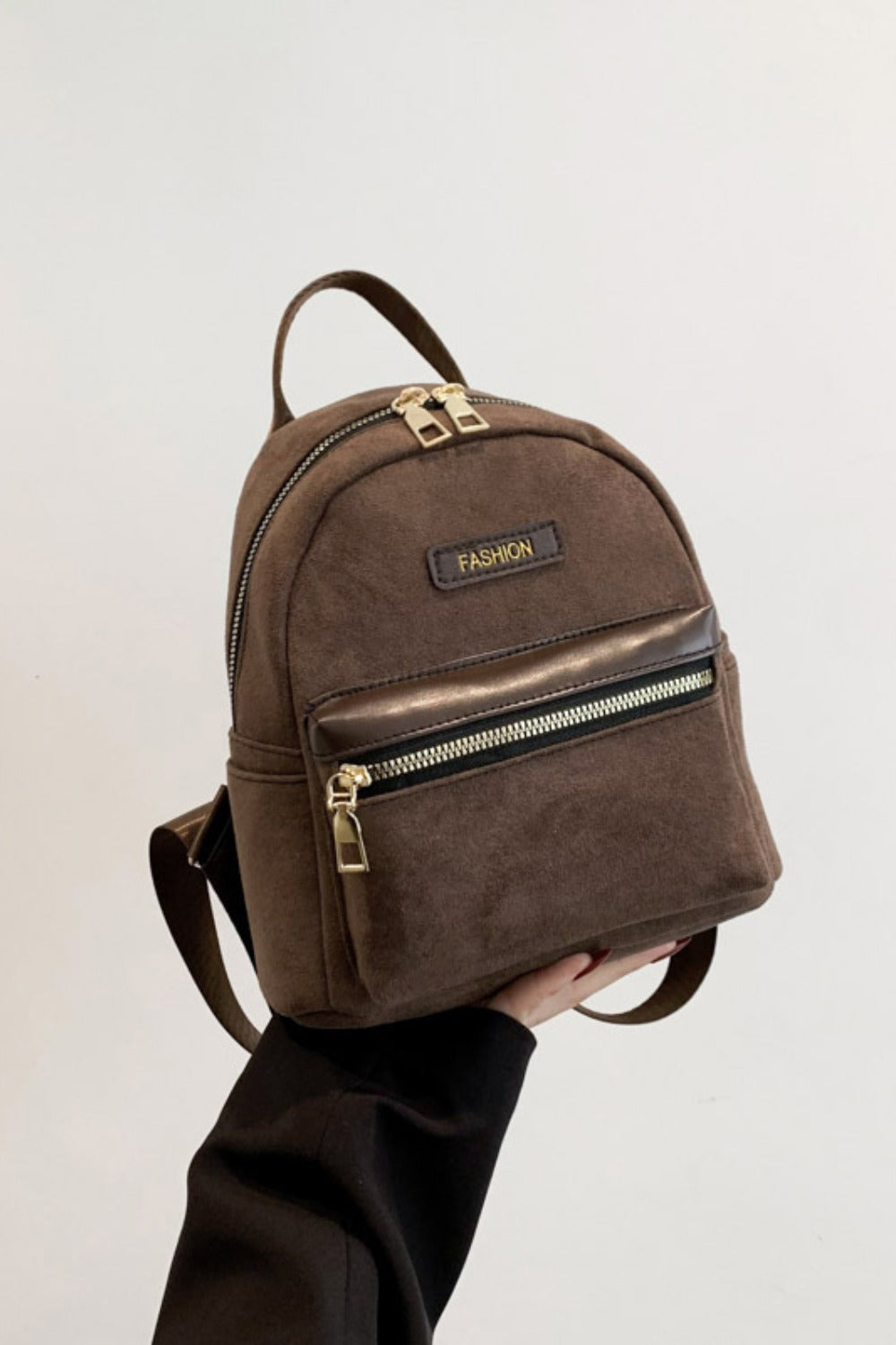 Suede Adjustable Strap Backpack Bag - ClozArt