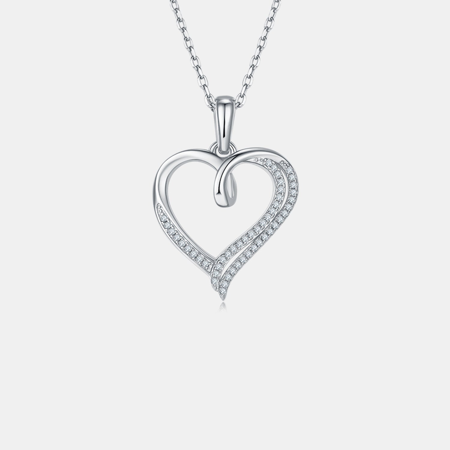 Moissanite 925 Sterling Silver Heart Shape Necklace - ClozArt