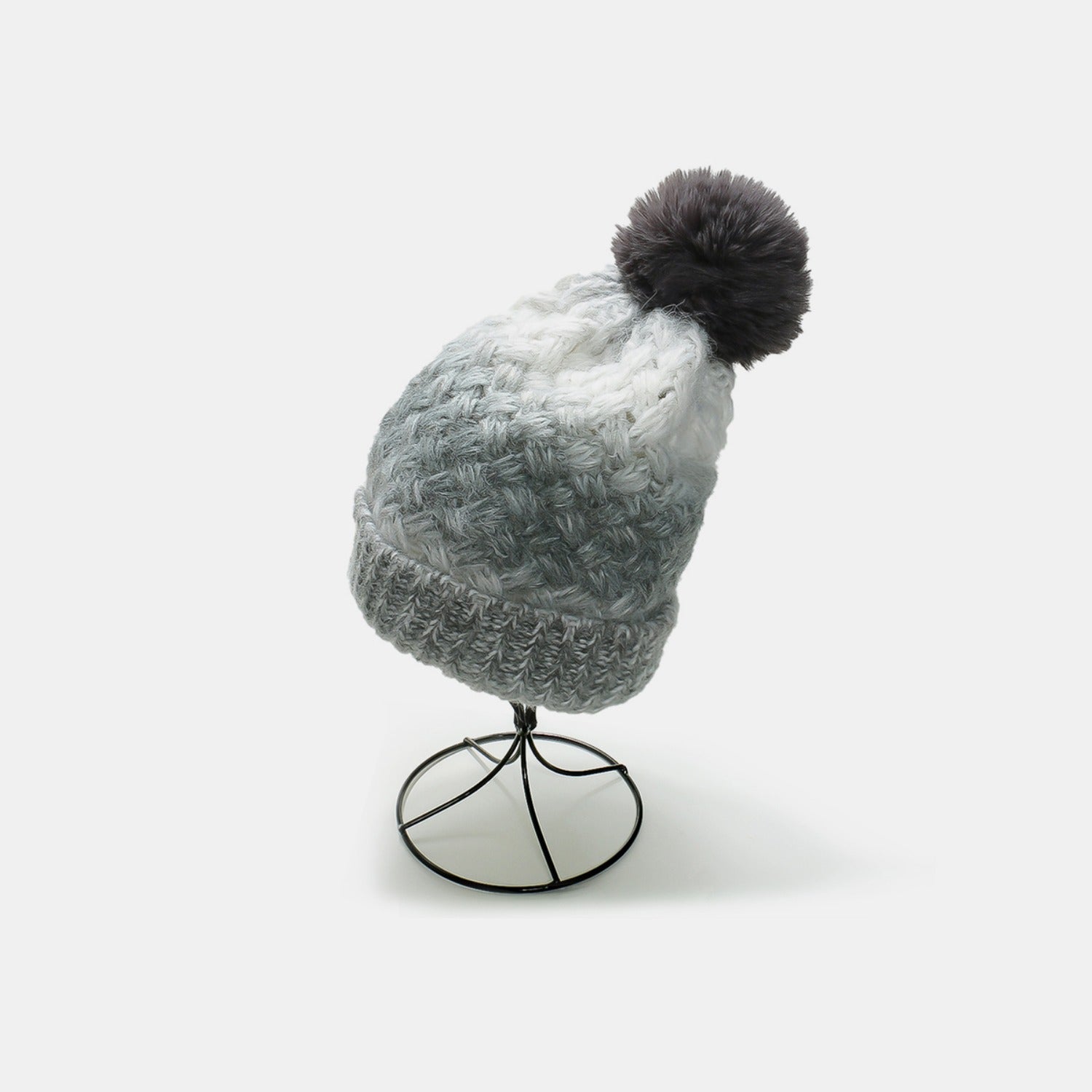 Gradient Knit Hat with Pompom - ClozArt