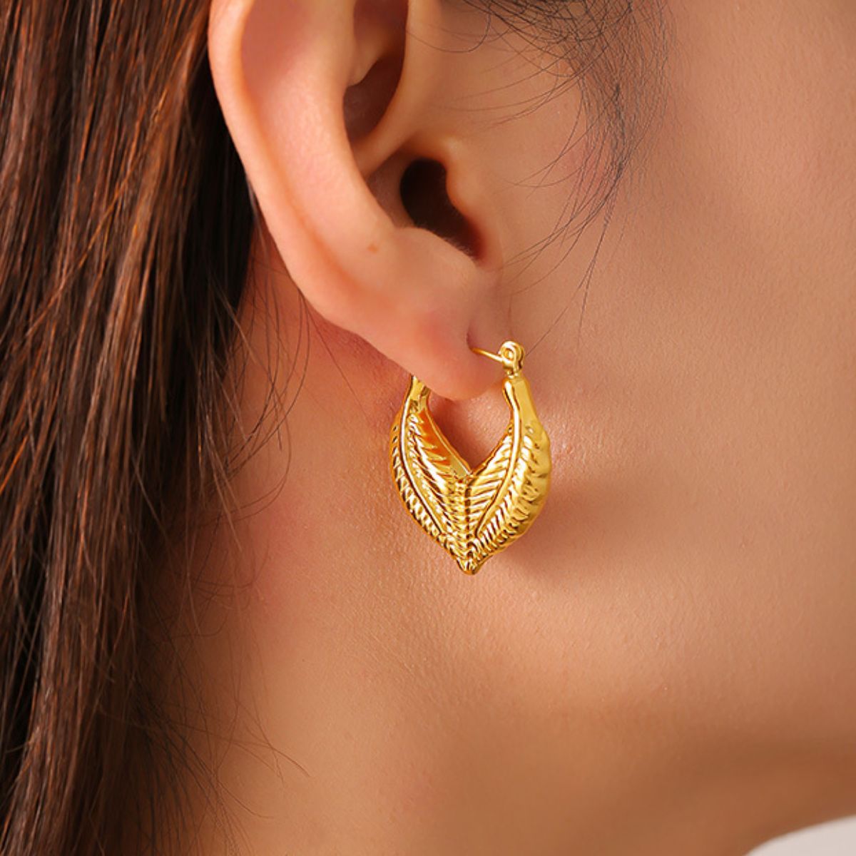 Titanium Steel Leaf Shape Earrings - ClozArt