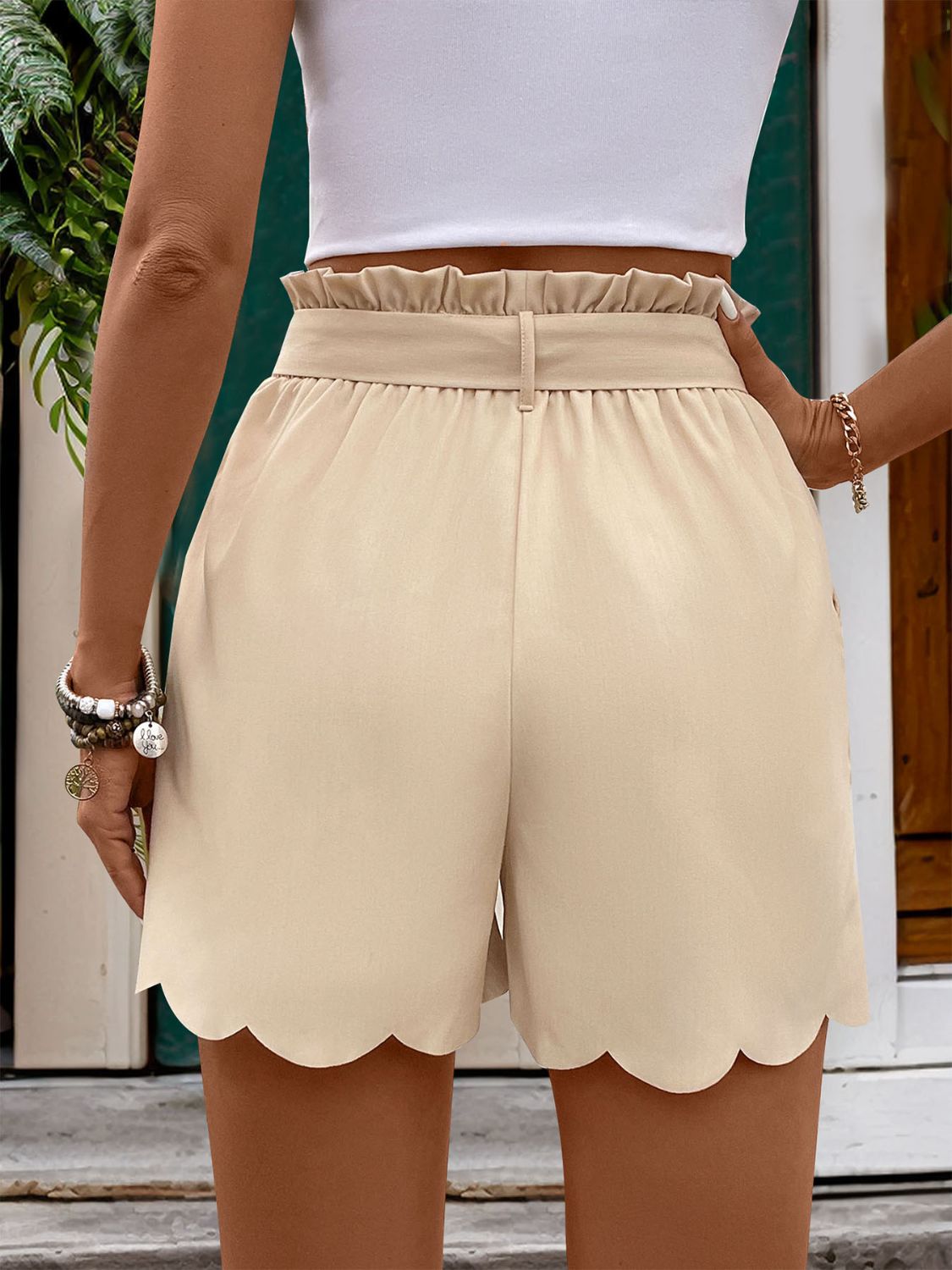 Perfee Frill Tied Shorts with Pockets - ClozArt