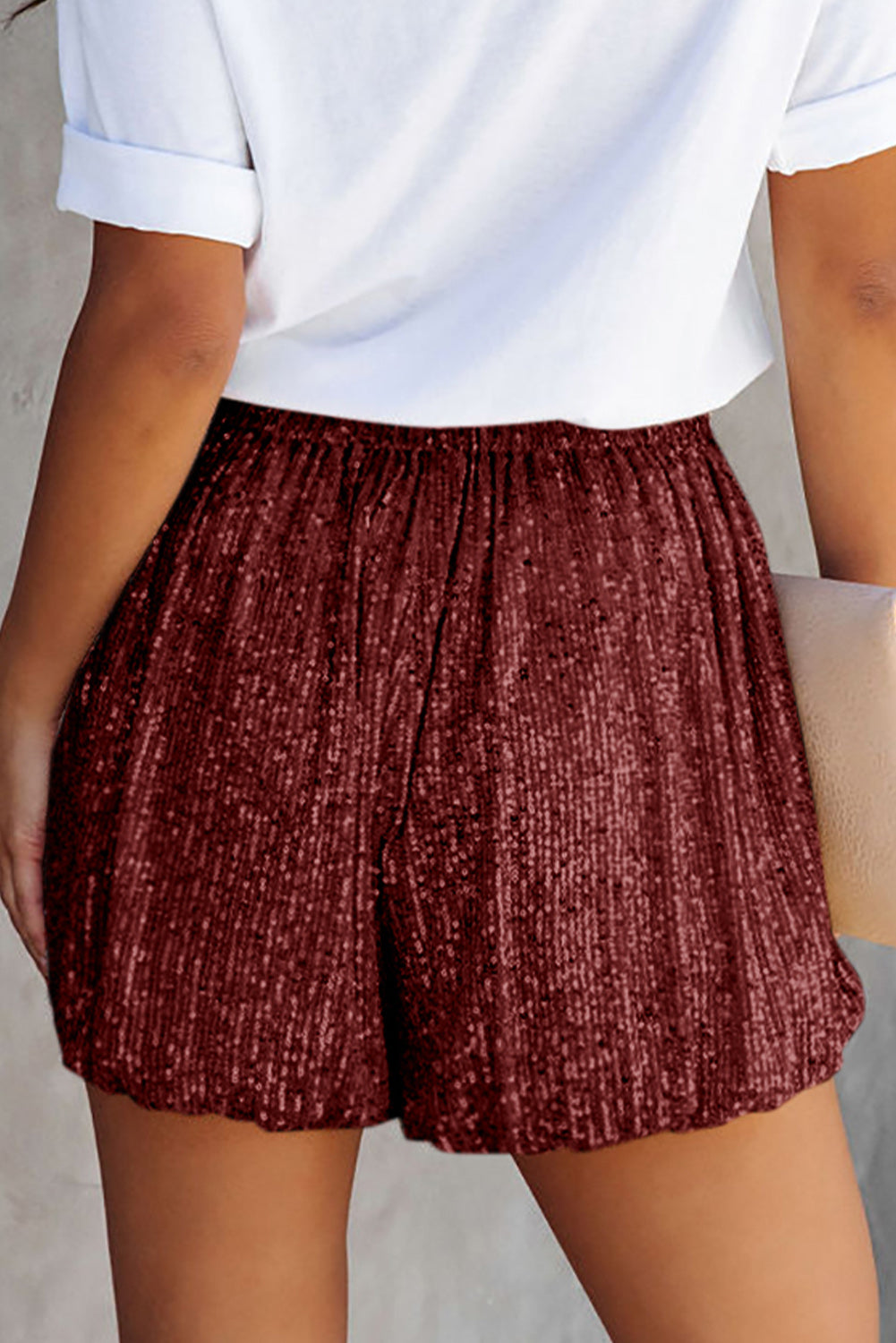 Sequin Elastic Waist Shorts - ClozArt