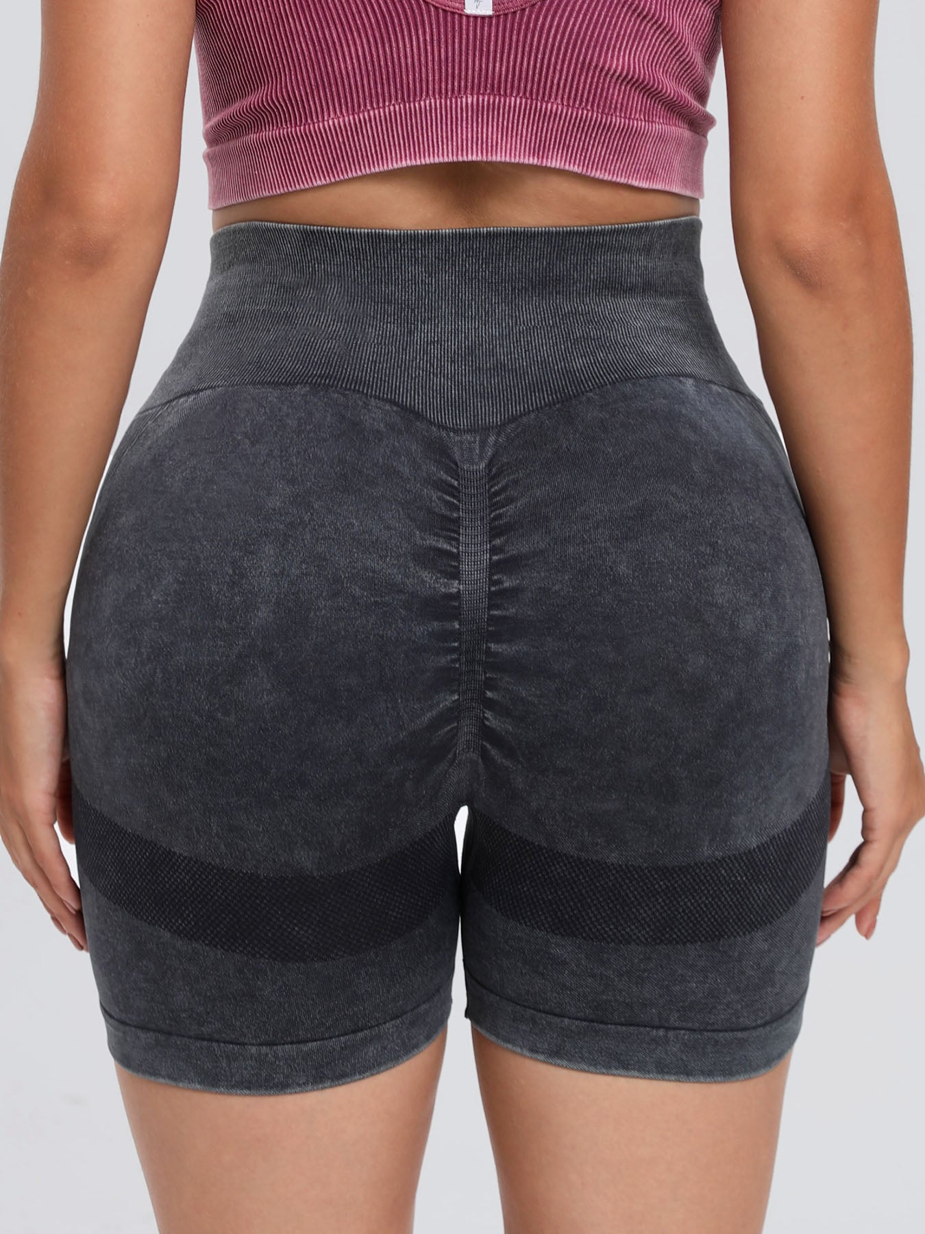 Washed High Waist Active Shorts - ClozArt