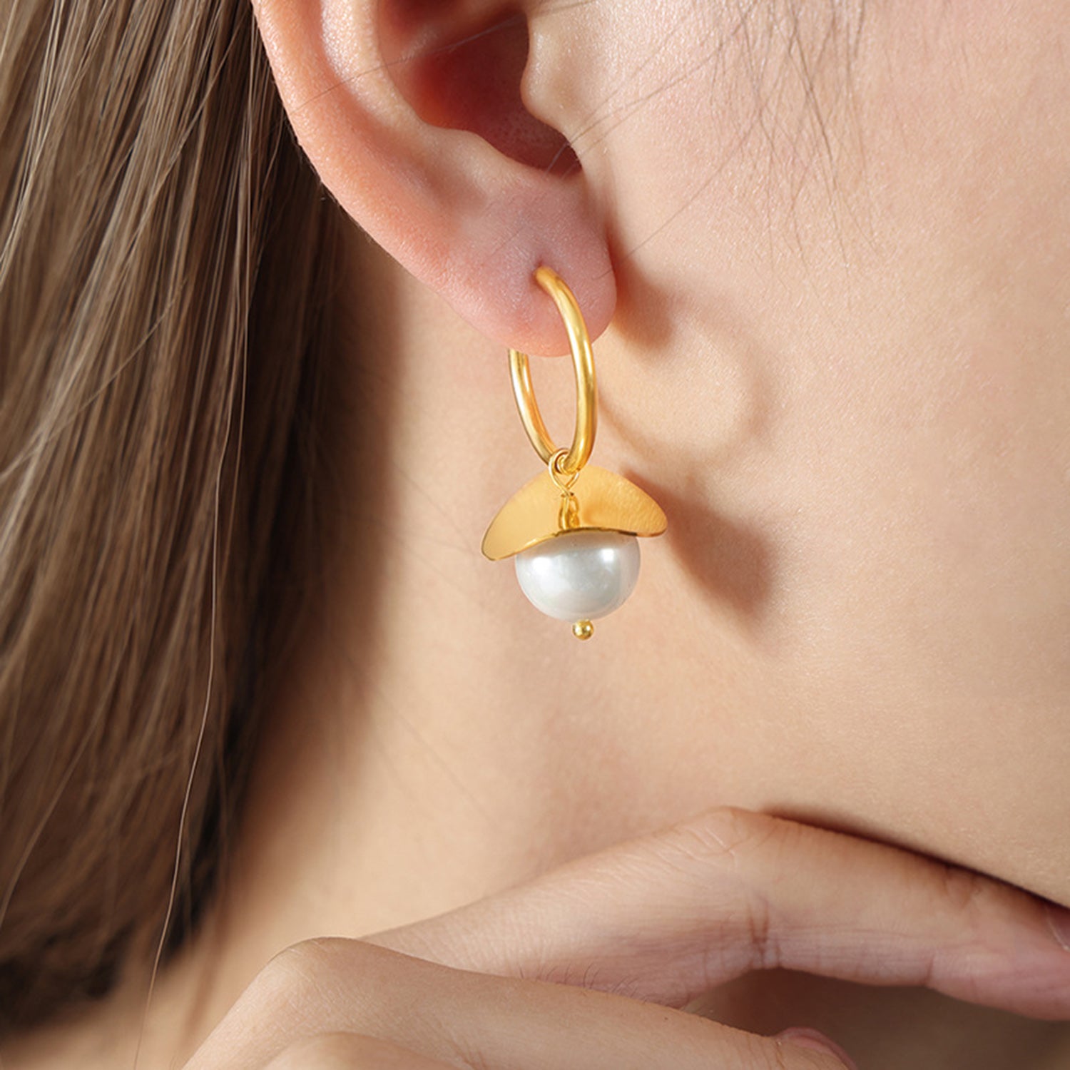 18K Gold-Plated Bead Dangle Earrings - ClozArt