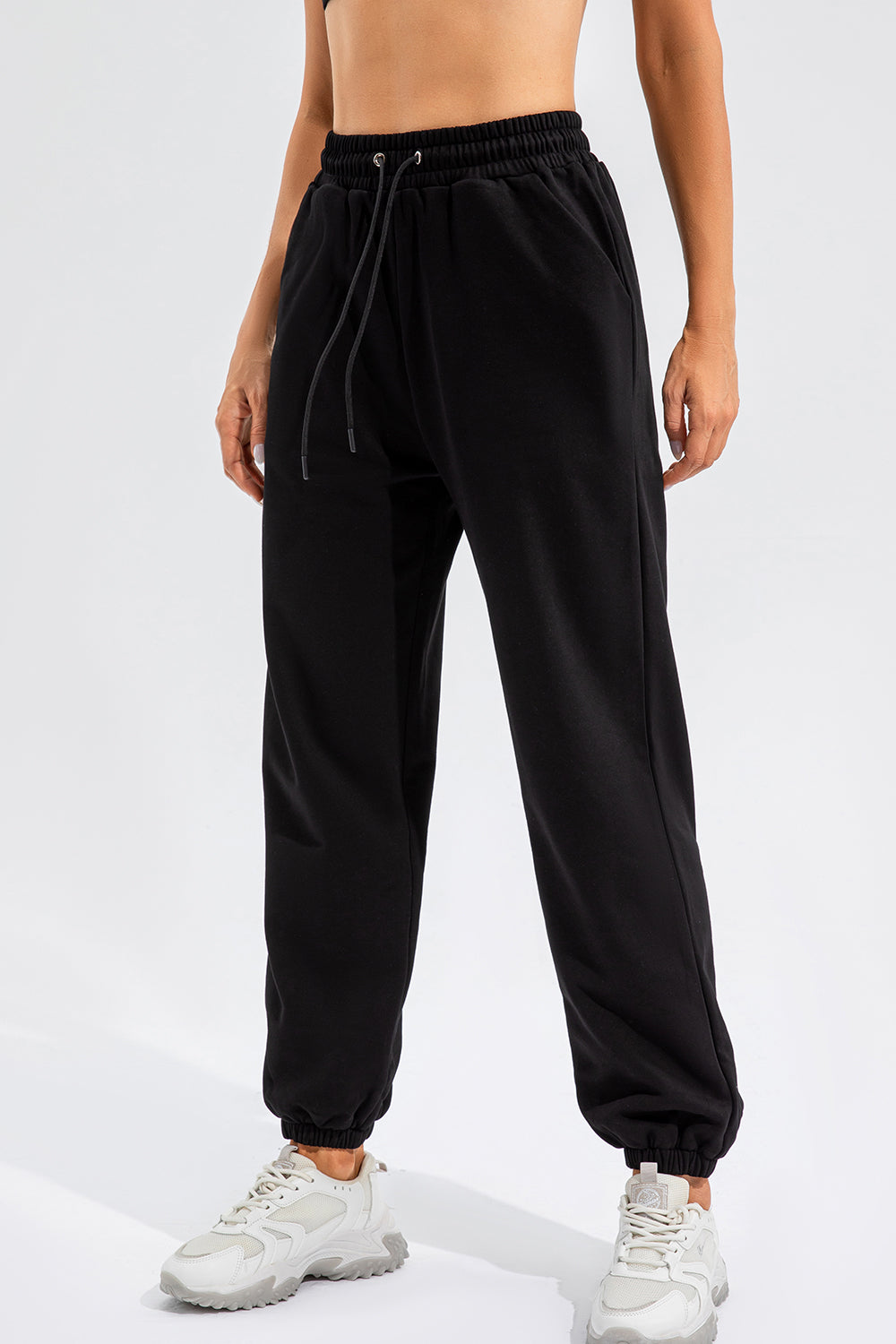 Drawstring Active Pants with Pockets - ClozArt