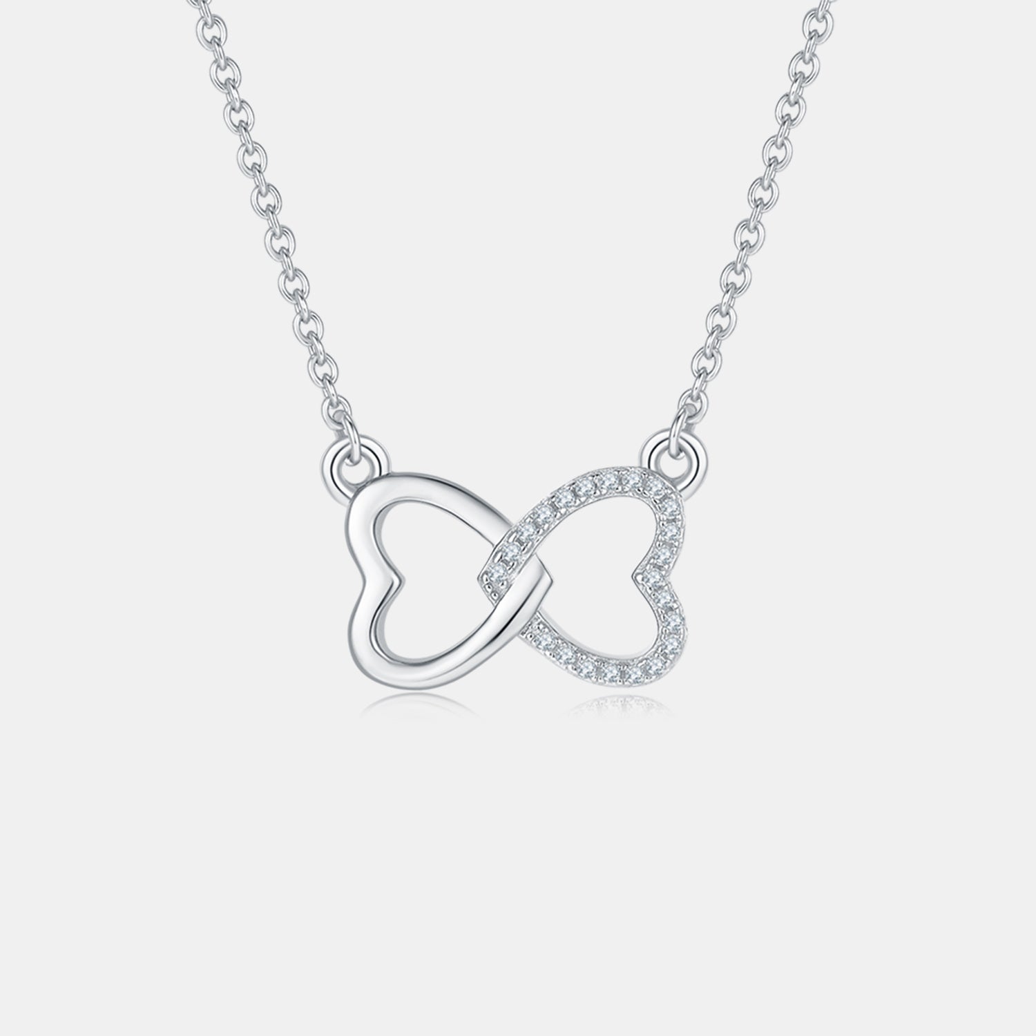 Moissanite 925 Sterling Silver Heart Bow Necklace - ClozArt