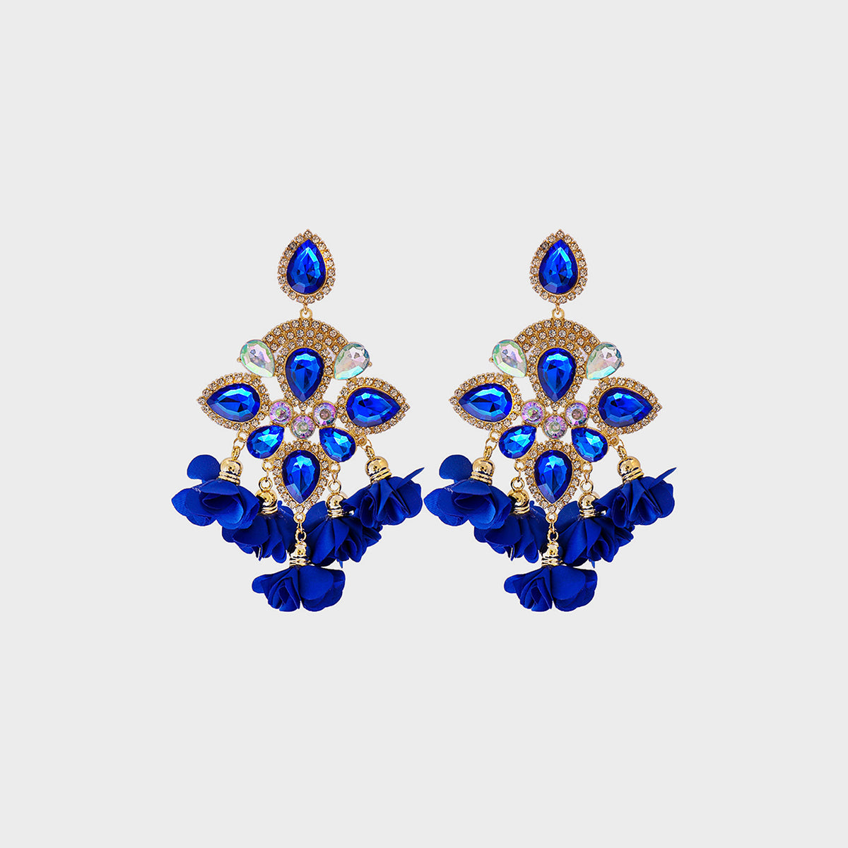 Flower Shape Rhinestone Alloy Dangle Earrings - ClozArt