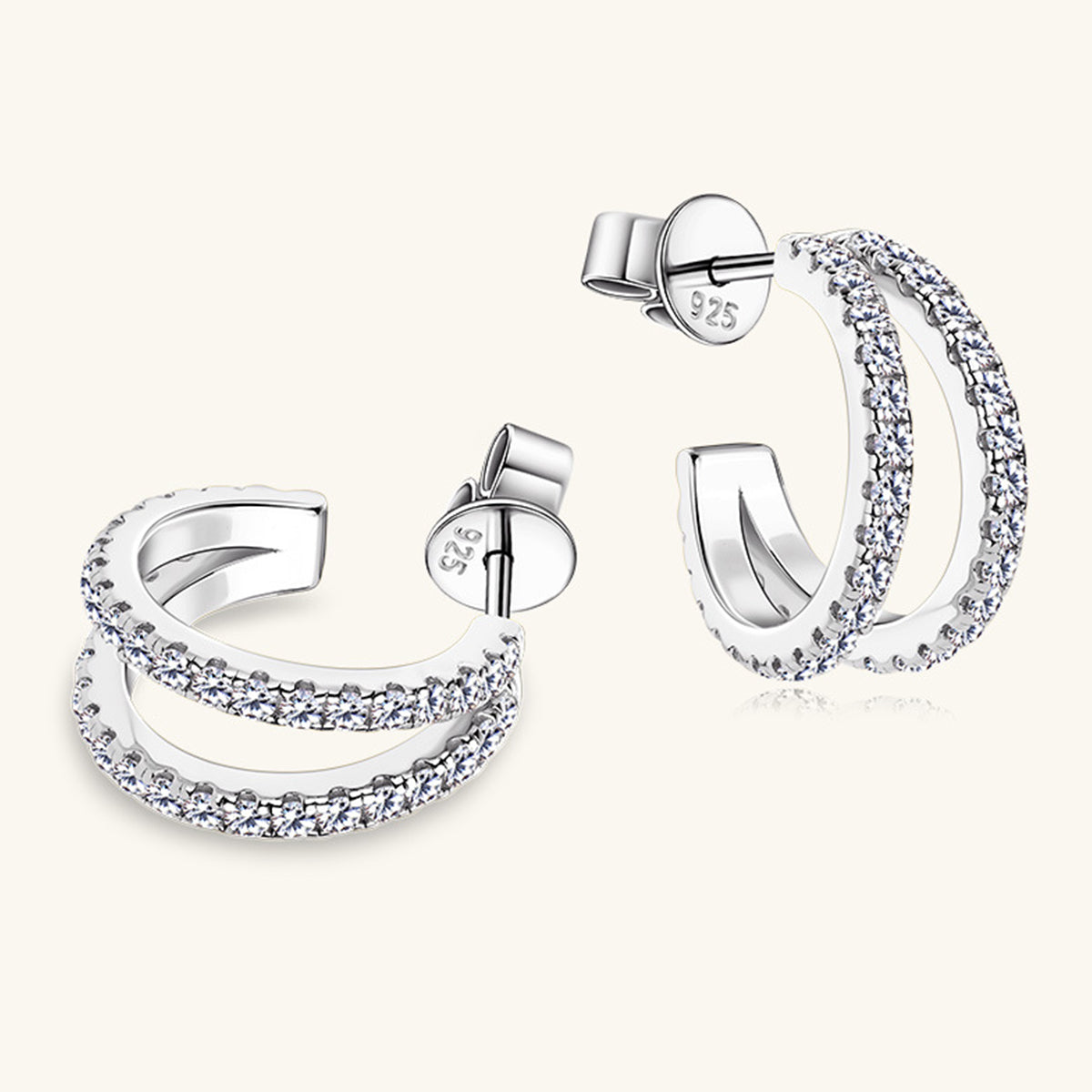 Moissanite 925 Sterling Silver C-Hoop Earrings - ClozArt