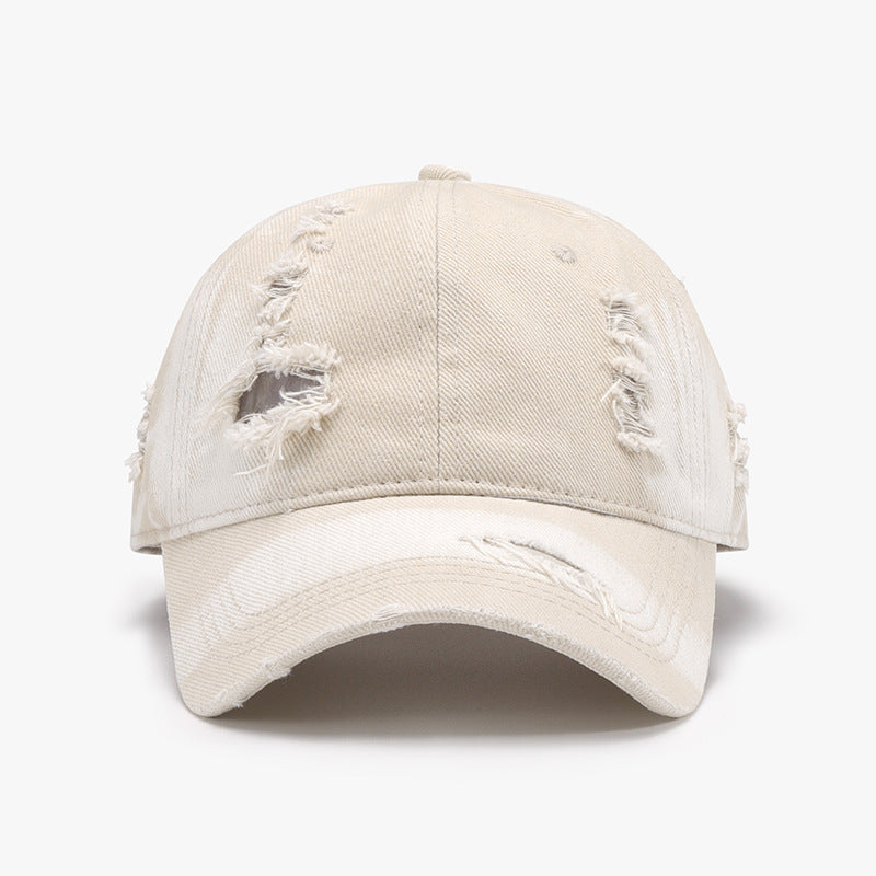 Distressed Adjustable Cotton Baseball Cap - ClozArt