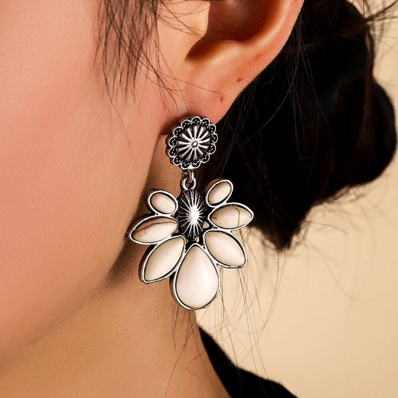 Artificial Turquoise Flower Earrings - ClozArt