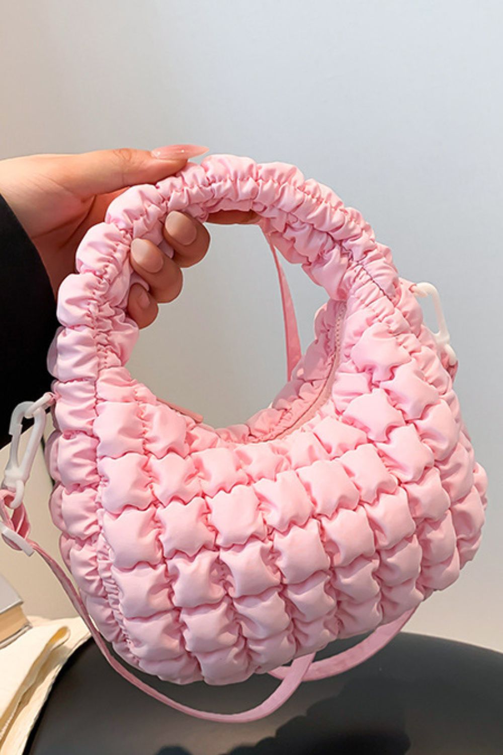 Quilted Puffy Removable Strap Crossbody Bag - ClozArt