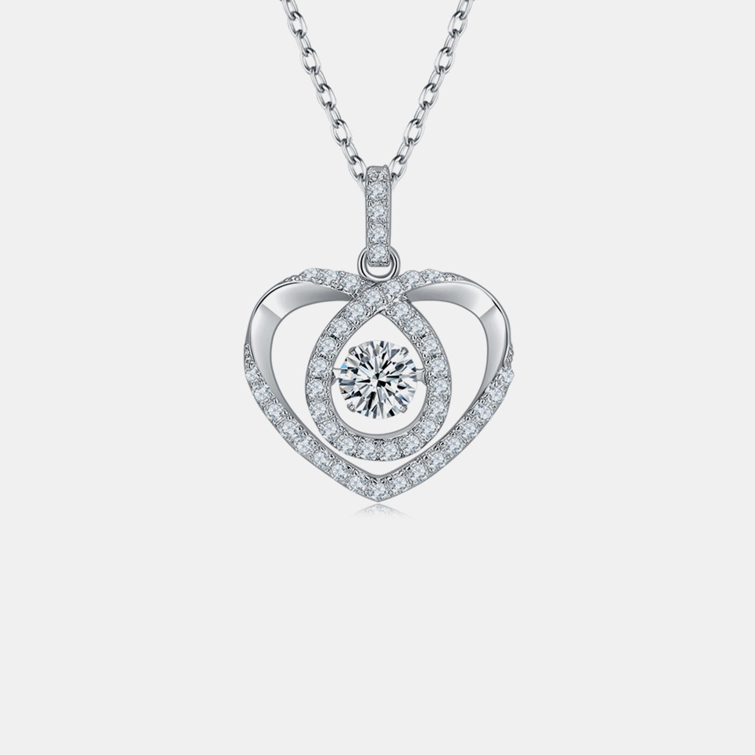 Moissanite 925 Sterling Silver Heart Shape Necklace - ClozArt