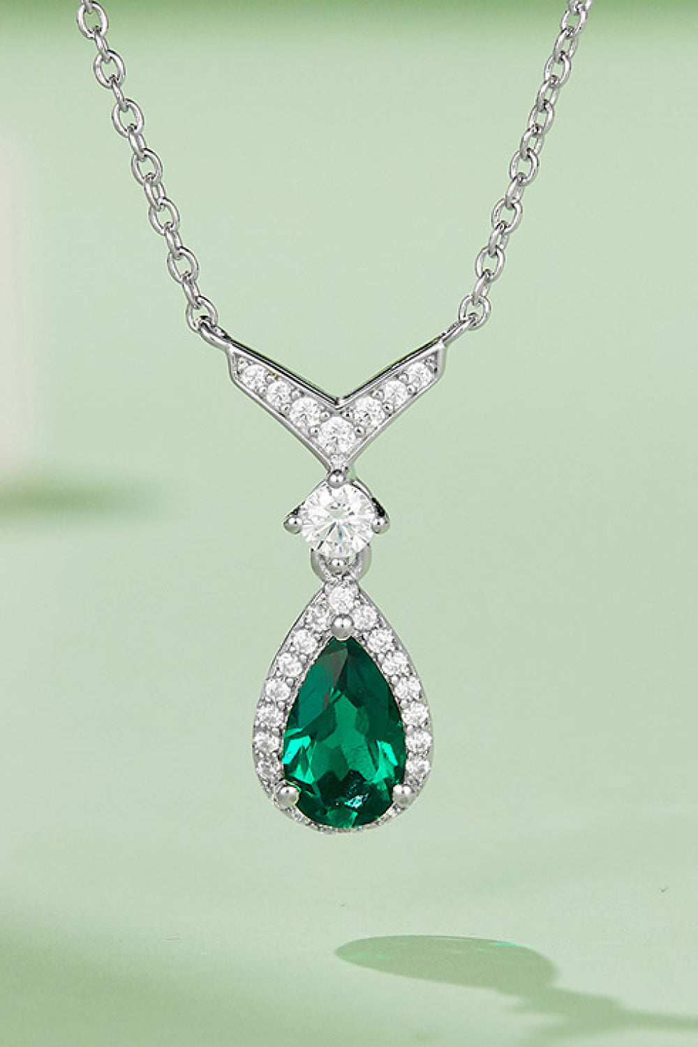 Lab-Grown Emerald Teardrop Necklace - ClozArt