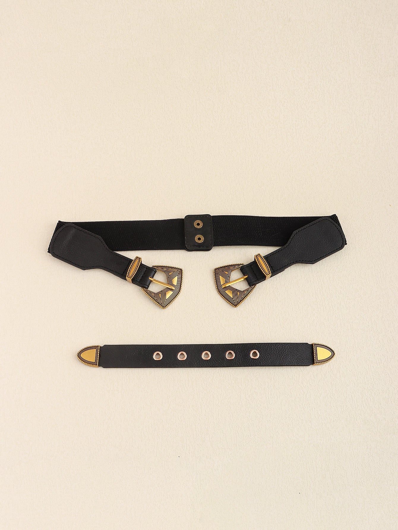 Double Buckle PU Leather Belt - ClozArt