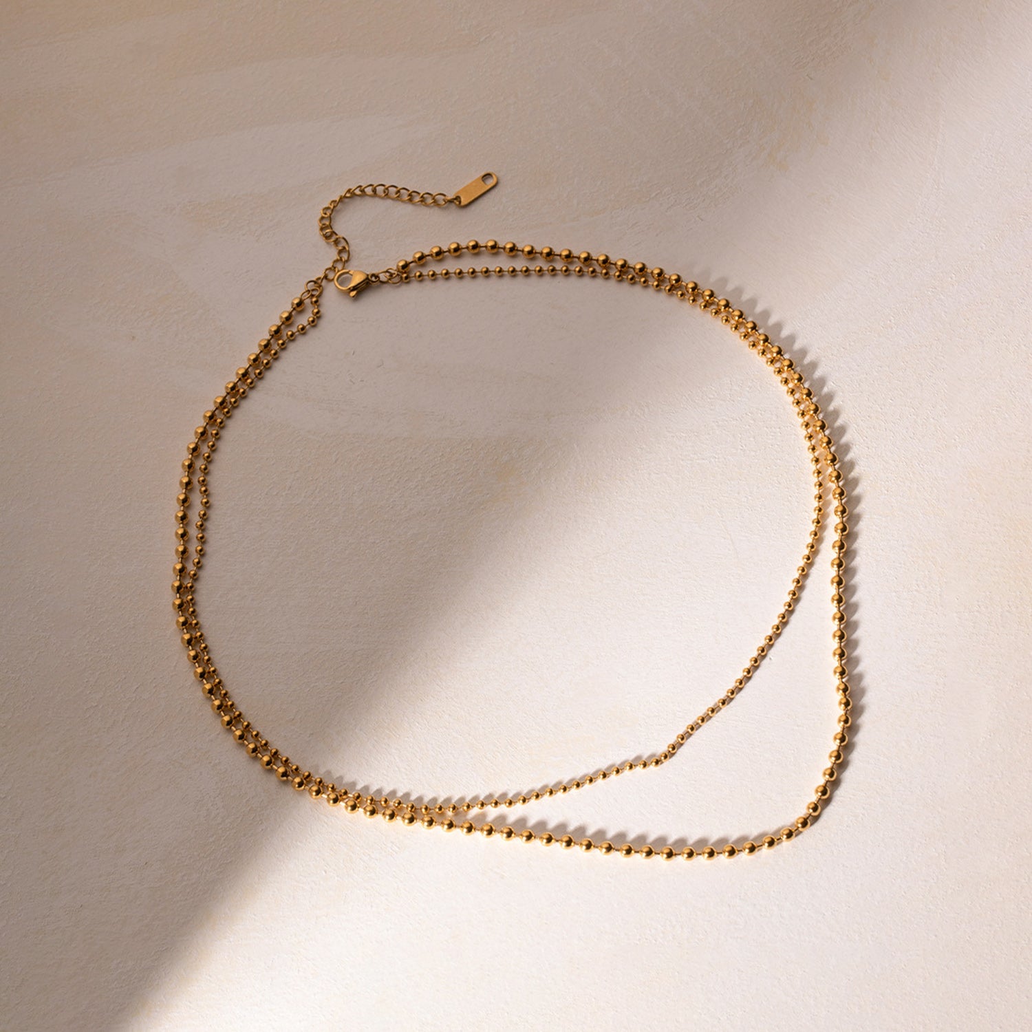 18K Gold-Plated Lobster Closure Bead Necklace - ClozArt