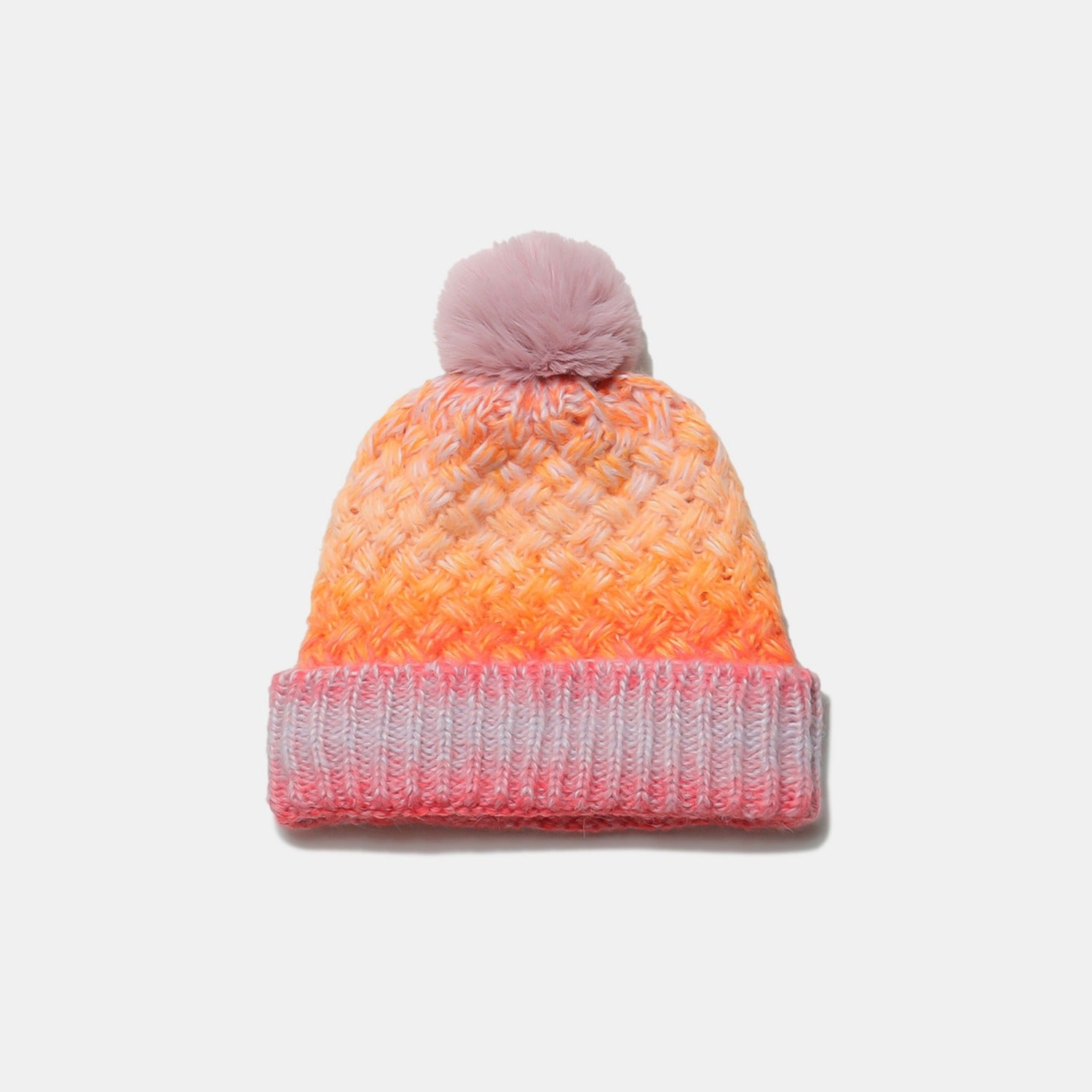 Gradient Knit Hat with Pompom - ClozArt