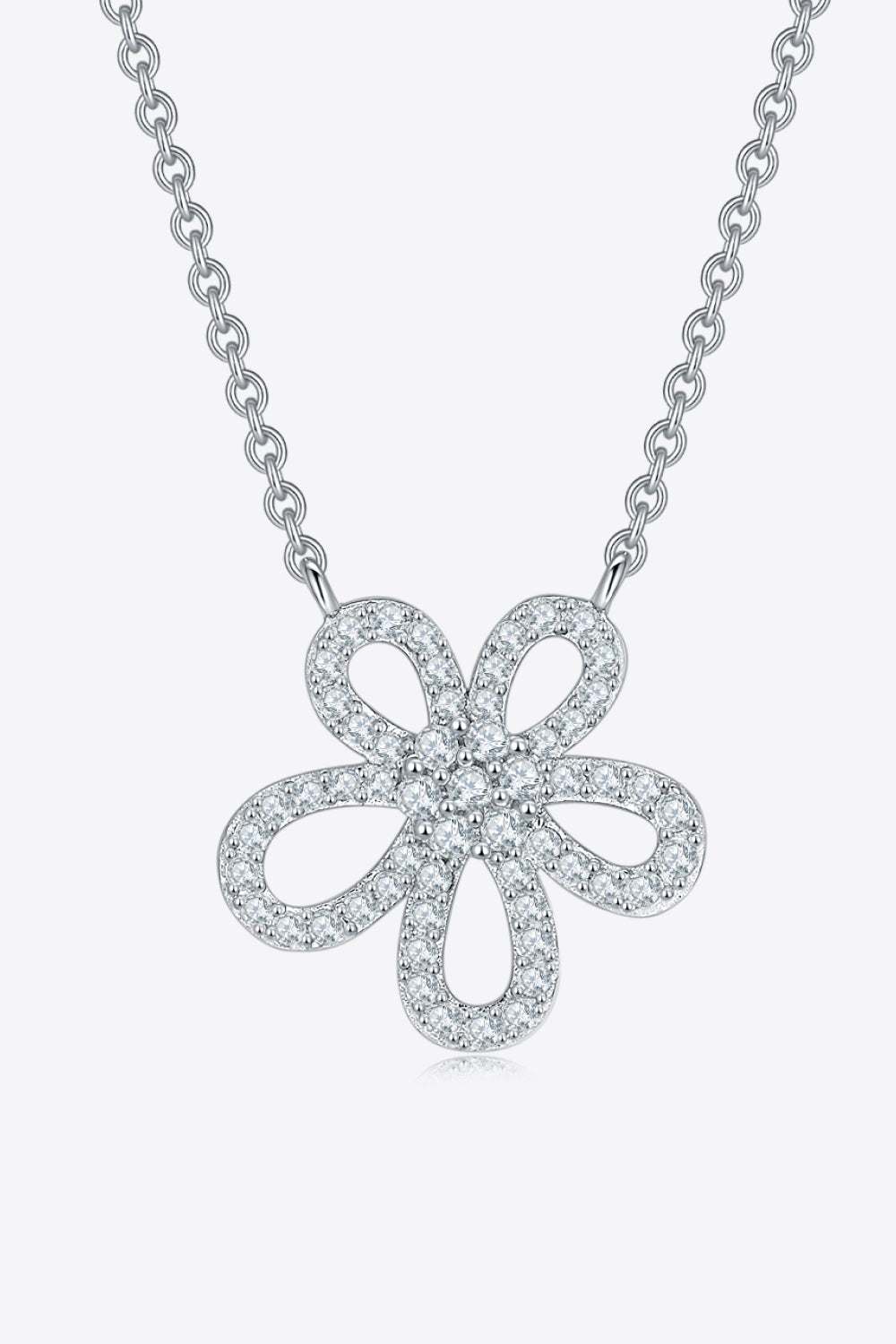 Moissanite Flower Pendant 925 Sterling Silver Necklace - ClozArt