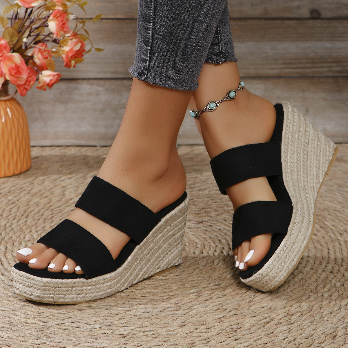 Open Toe Platform Wedge Sandals - ClozArt