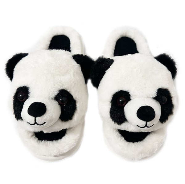 Panda Smiles - Women's Slide on Fuzzy Slippers