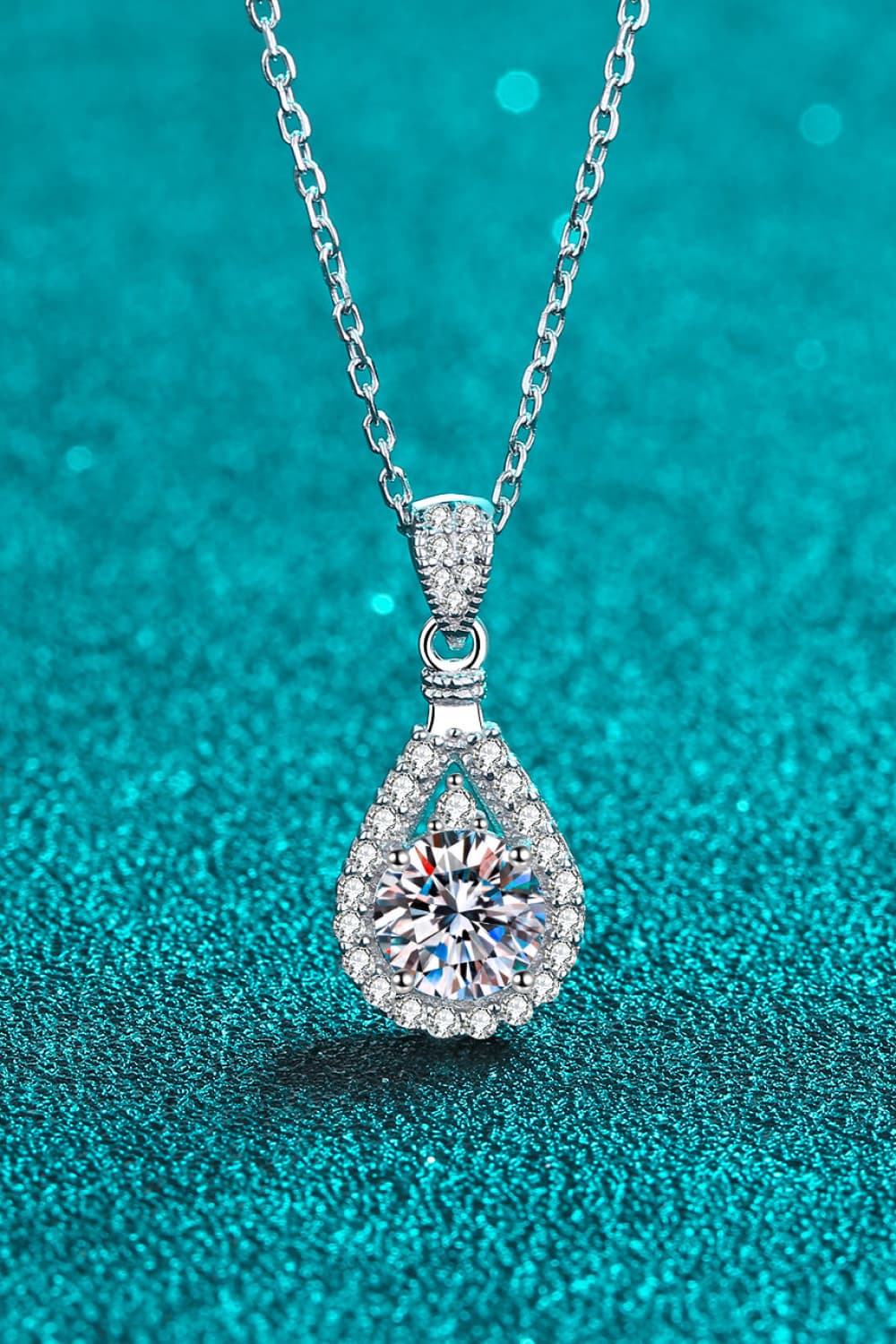 2 Carat Moissanite Teardrop Pendant 925 Sterling Silver Necklace - ClozArt