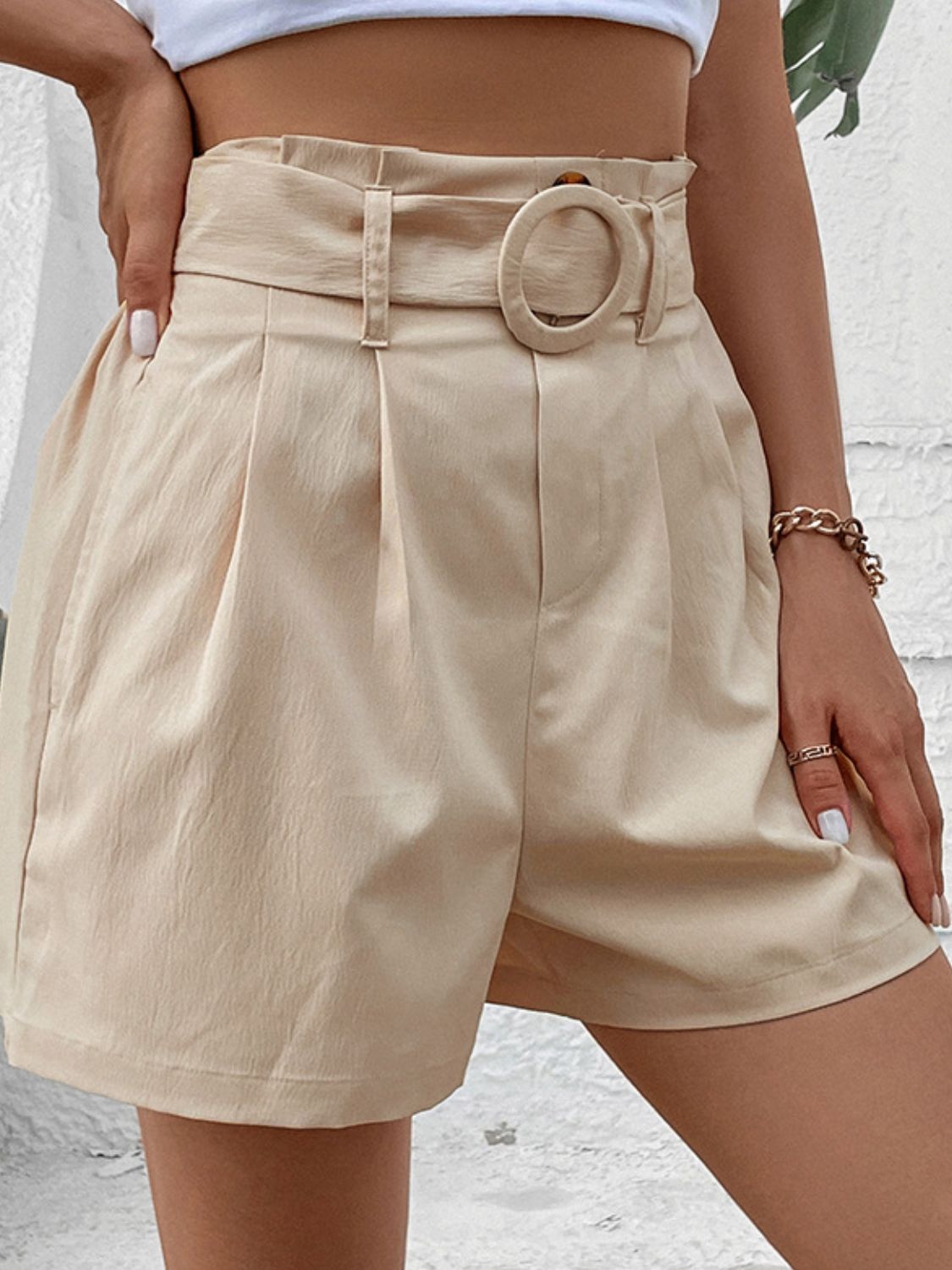 Perfee Belted Shorts with Pockets - ClozArt