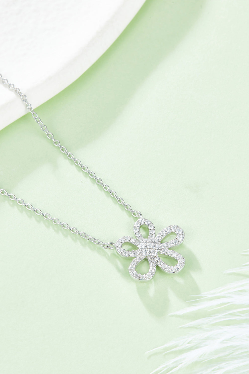 Moissanite Flower Pendant 925 Sterling Silver Necklace - ClozArt