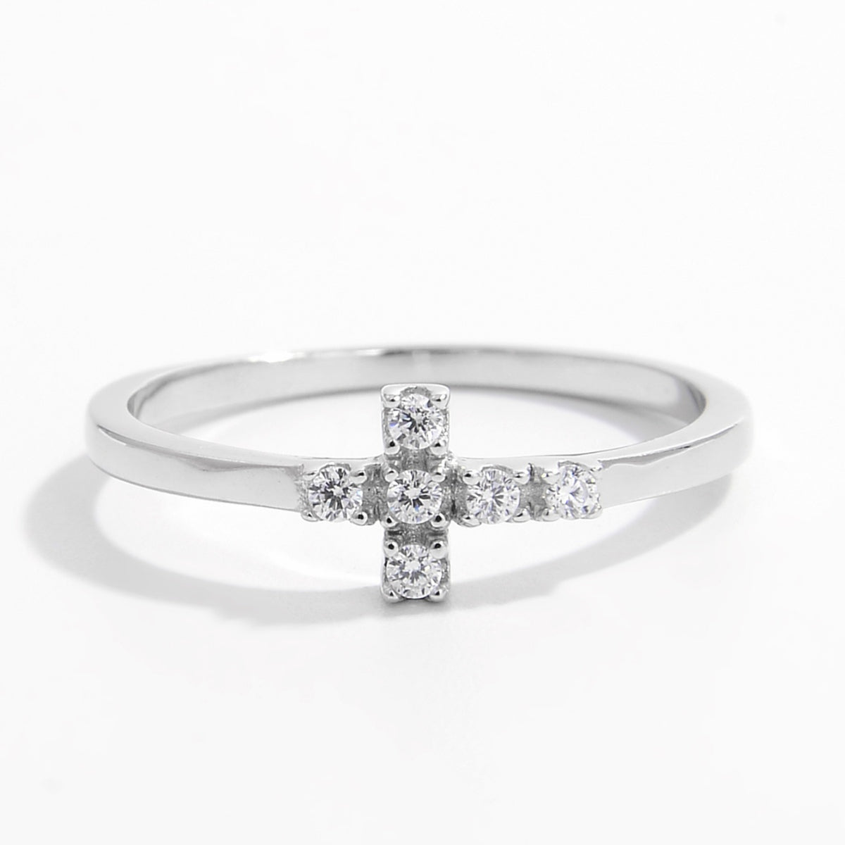 925 Sterling Silver Zircon Cross Ring - ClozArt