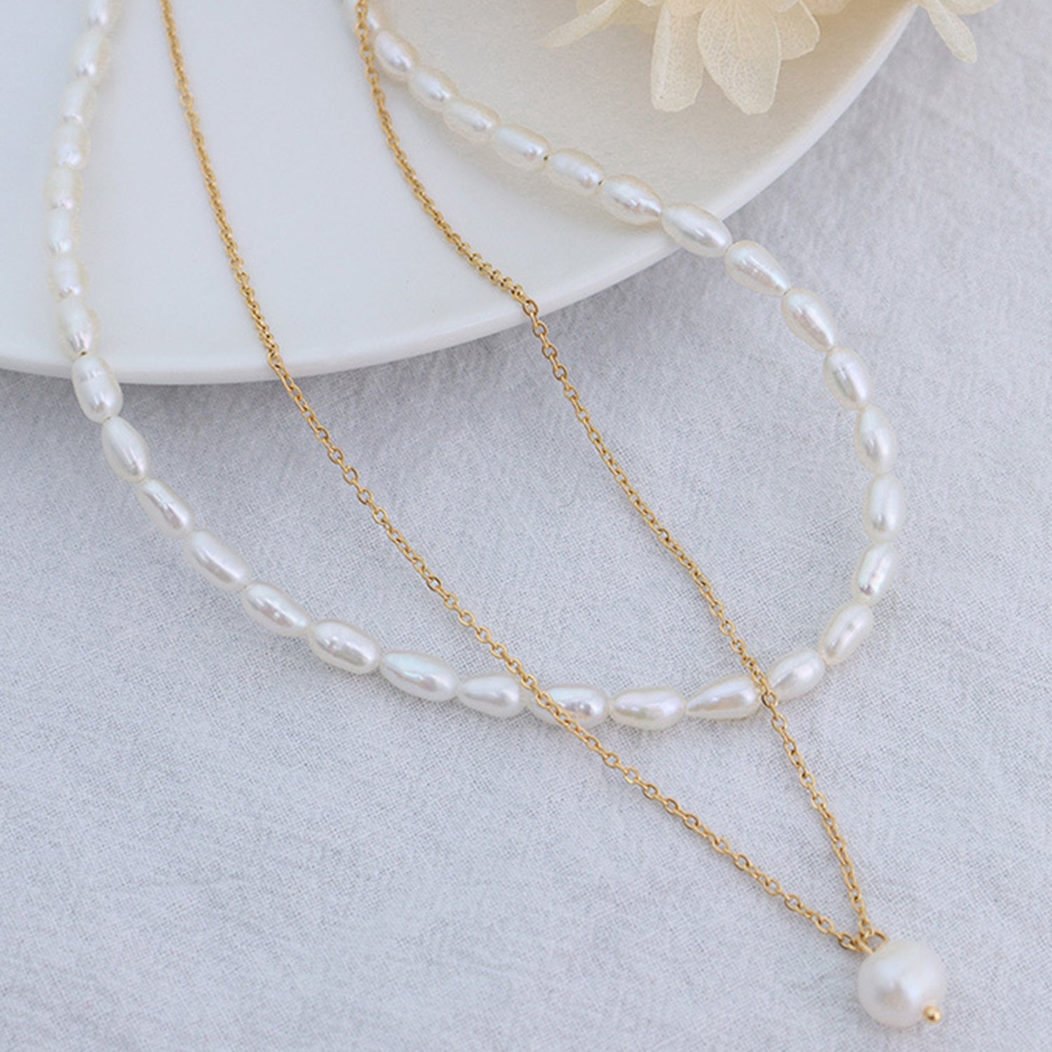 Double-Layered Freshwater Pearl Necklace - ClozArt