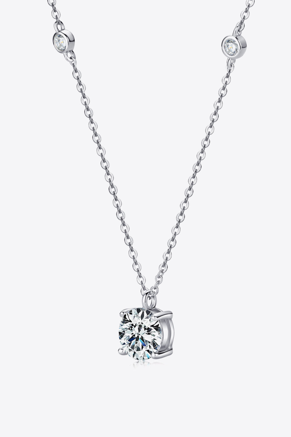 2 Carat Moissanite 4-Prong 925 Sterling Silver Necklace - ClozArt