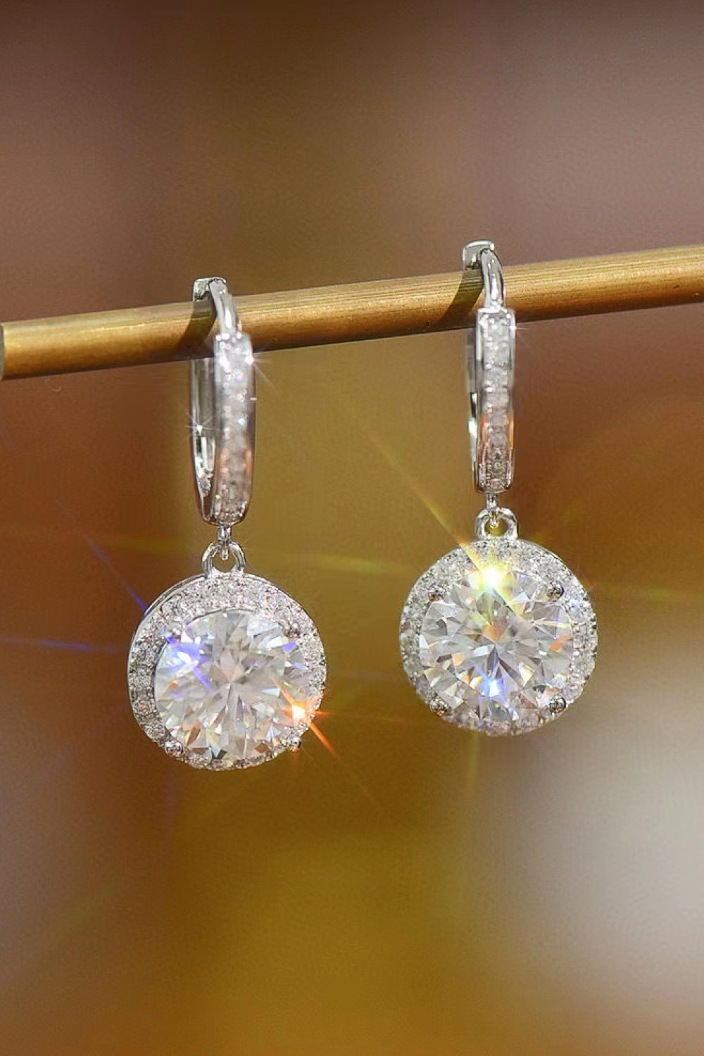 2 Carat Moissanite Round Drop Earrings - ClozArt