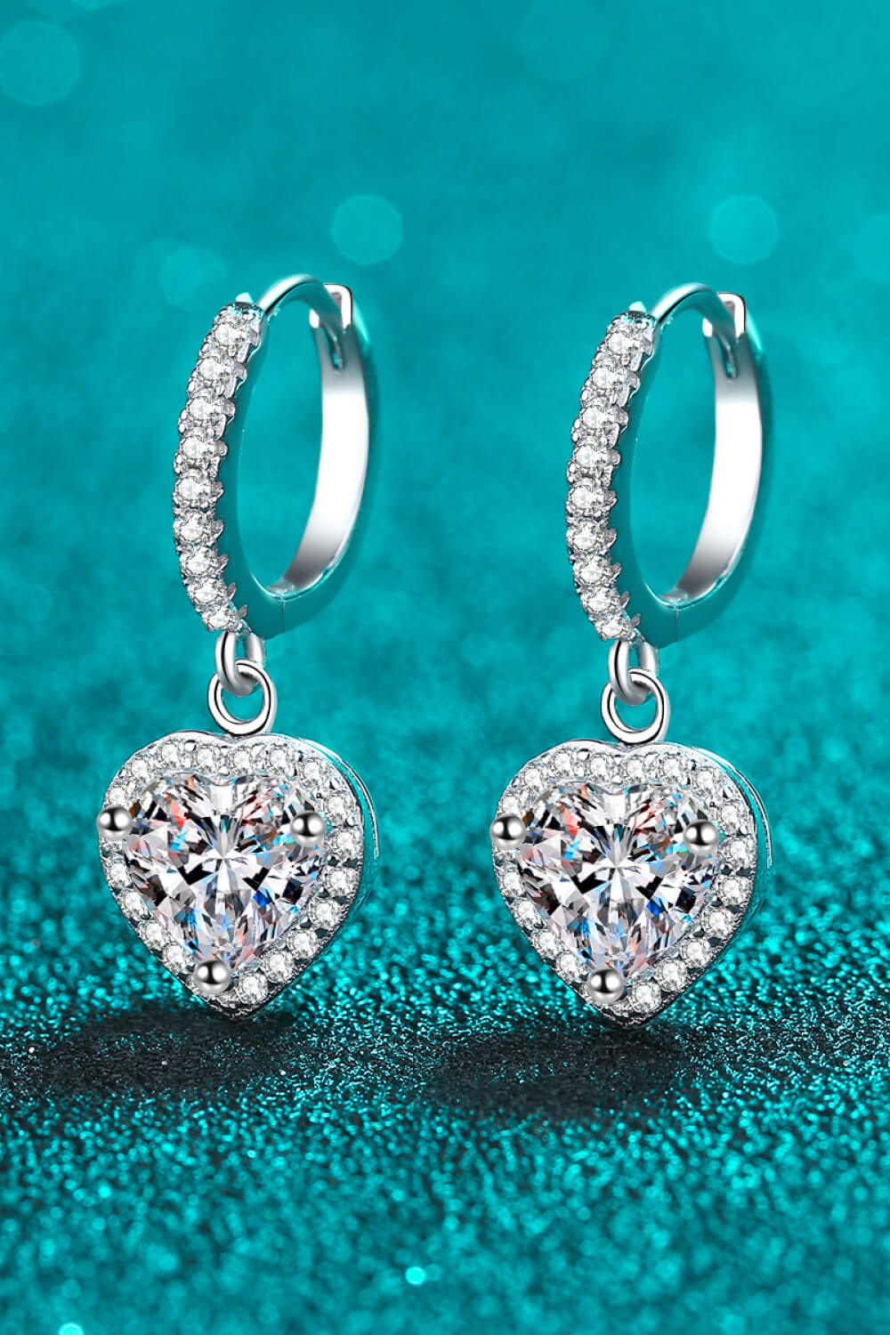 Moissanite Heart-Shaped Drop Earrings - ClozArt