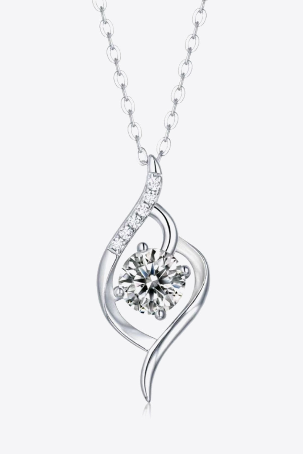 Platinum-Plated 1 Carat Moissanite Pendant Necklace - ClozArt