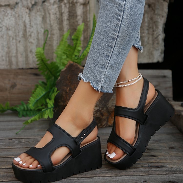 Open Toe Wedge Sandals - ClozArt