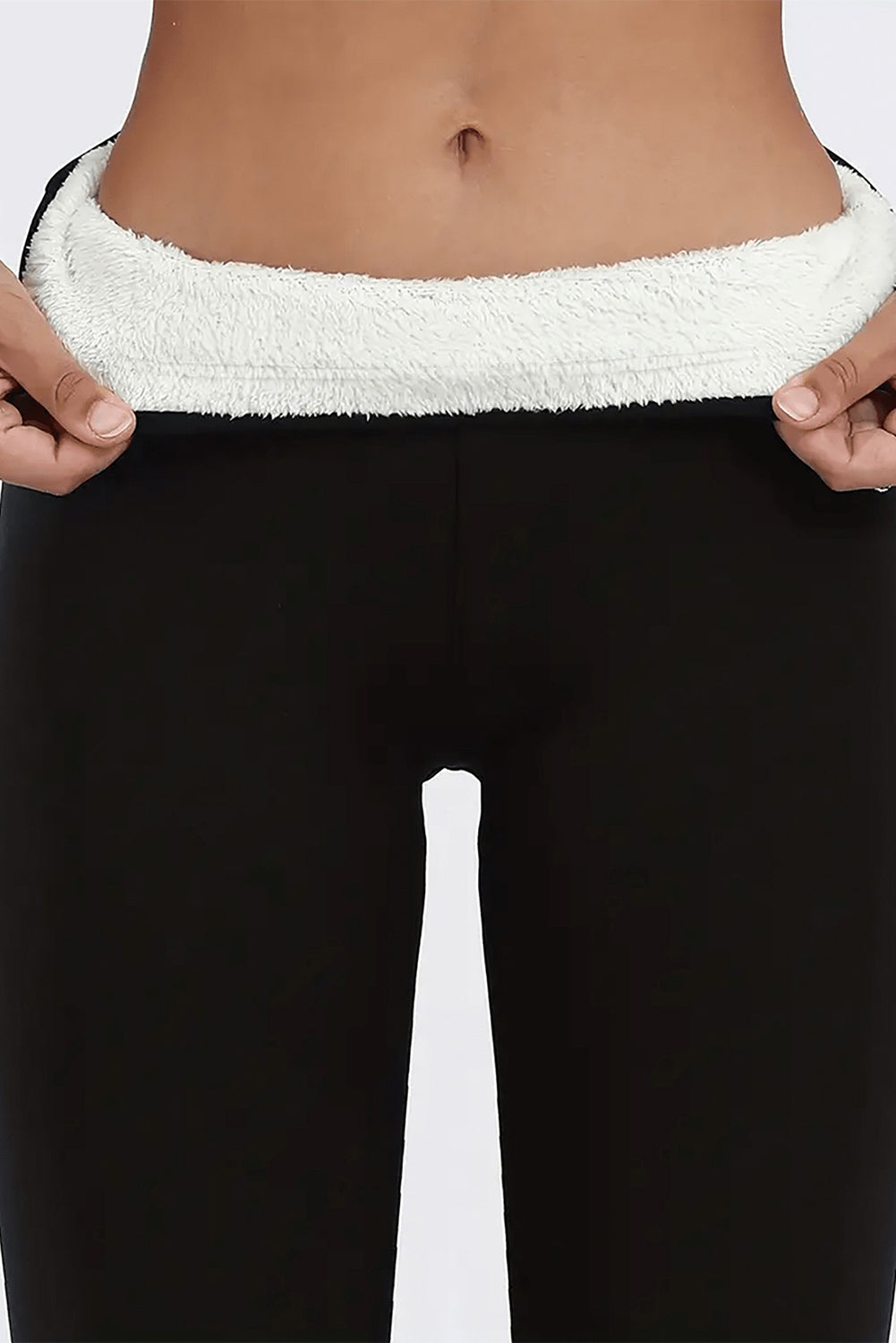 High Waist Wide Waistband Fleece Leggings - ClozArt