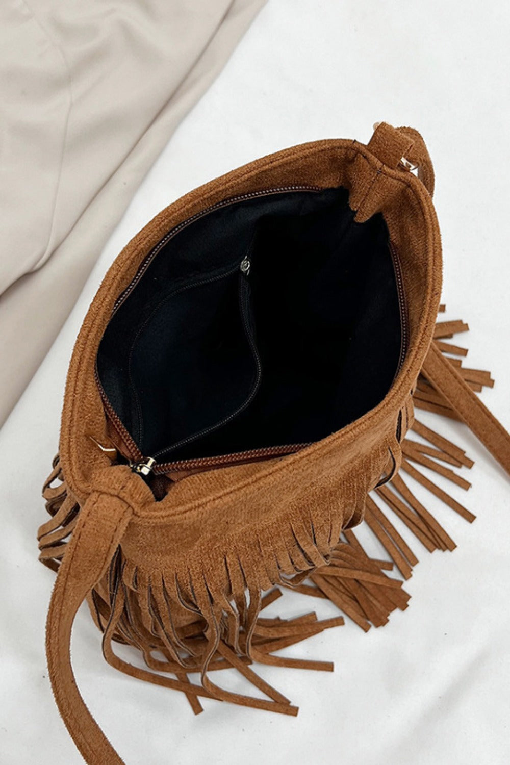 Suede Fringe Shoulder Bag - ClozArt