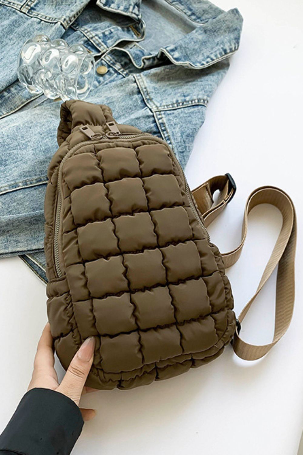 Quilted Nylon Crossbody  Bag - ClozArt