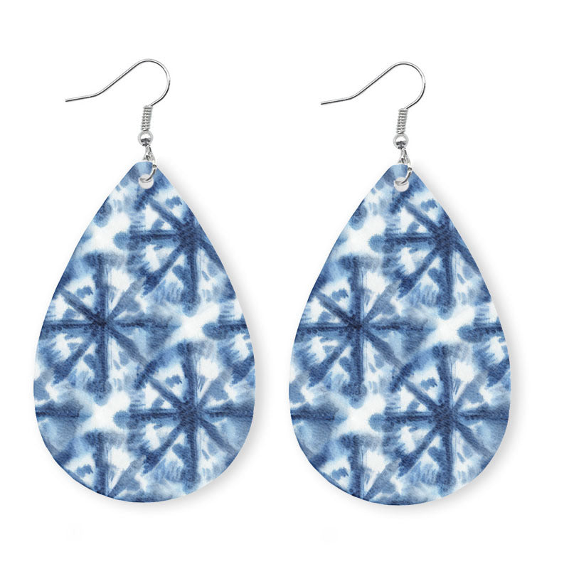 Printed PU Teardrop Earrings - ClozArt