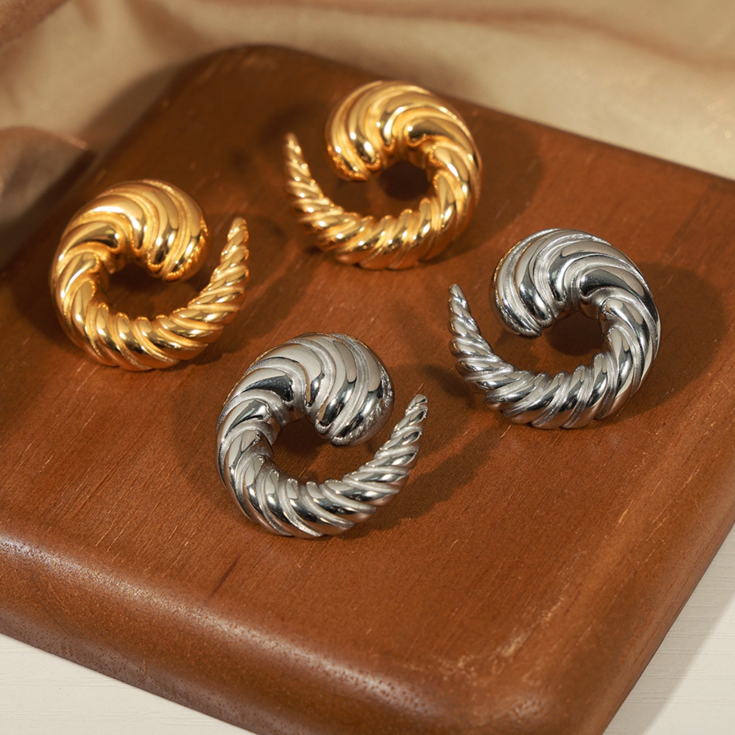 Titanium Steel Spiral Shape Stud Earrings - ClozArt