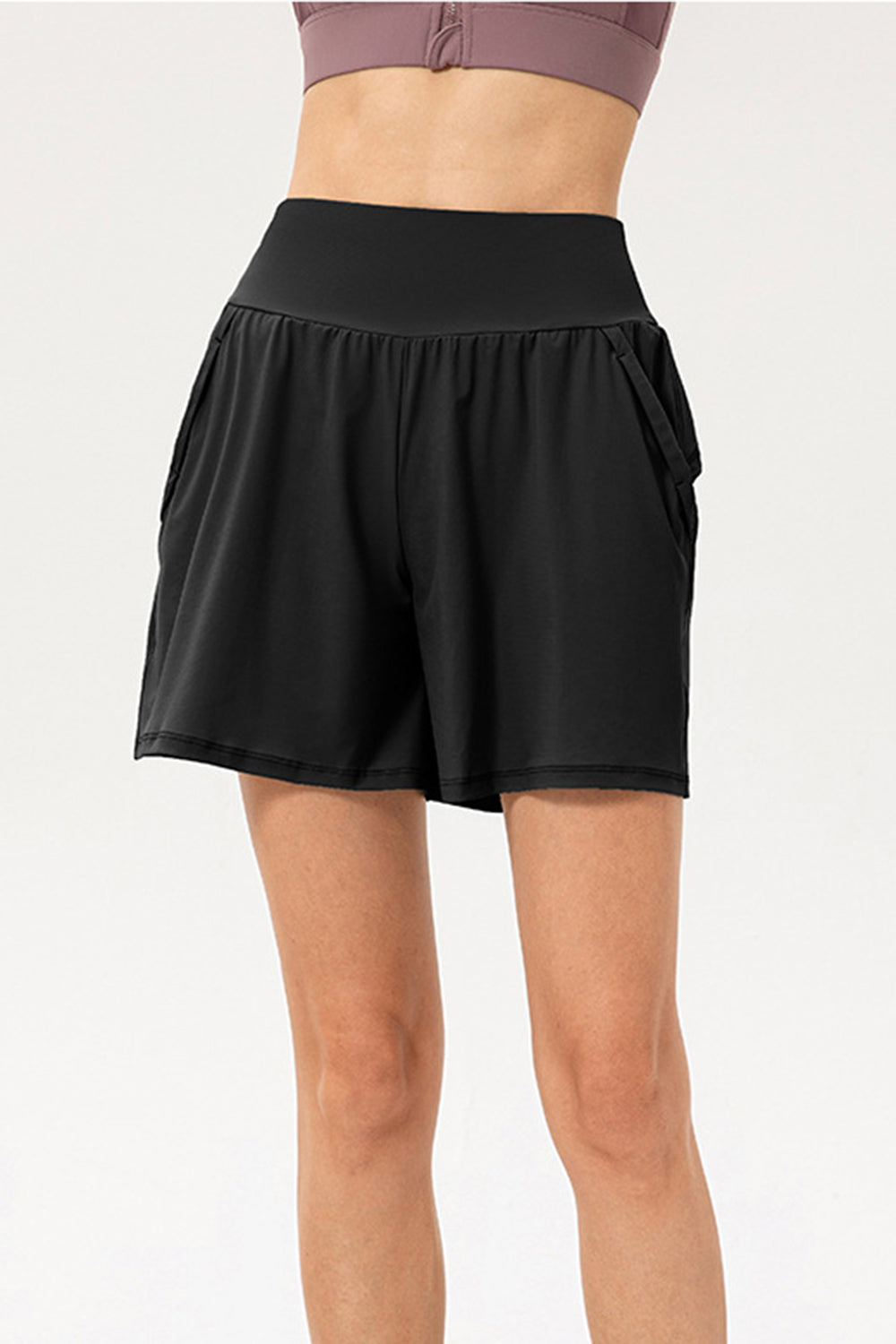 Pocketed Elastic Waist Active Shorts - ClozArt