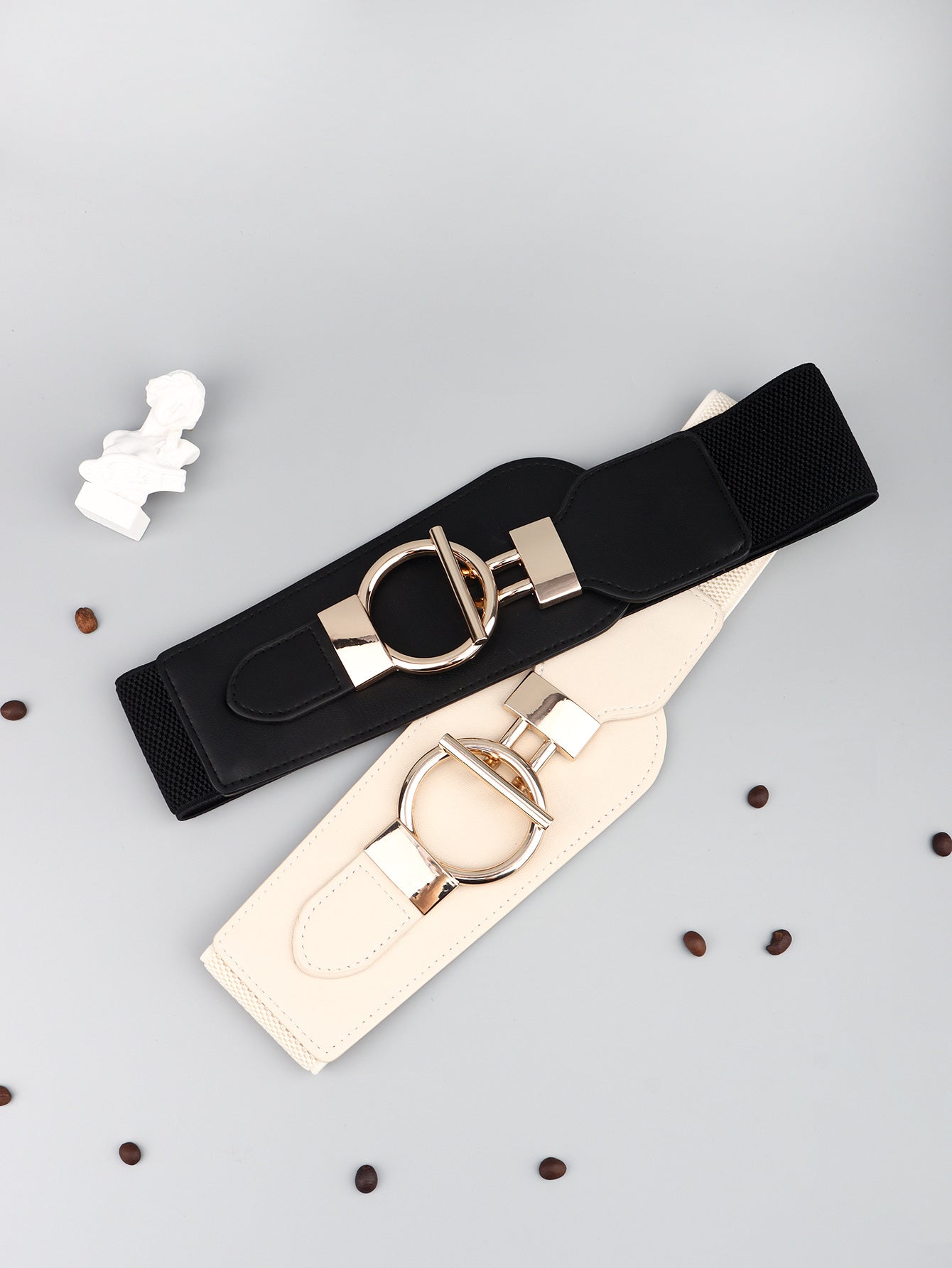 PU Elastic Wide Belt with Alloy Buckle - ClozArt