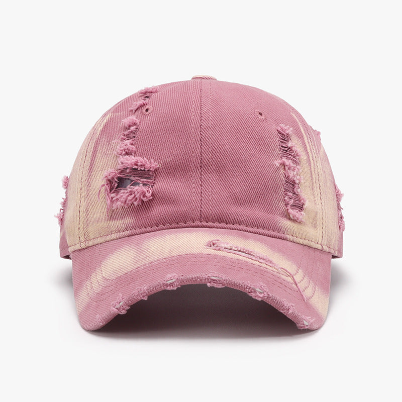 Distressed Adjustable Cotton Baseball Cap - ClozArt