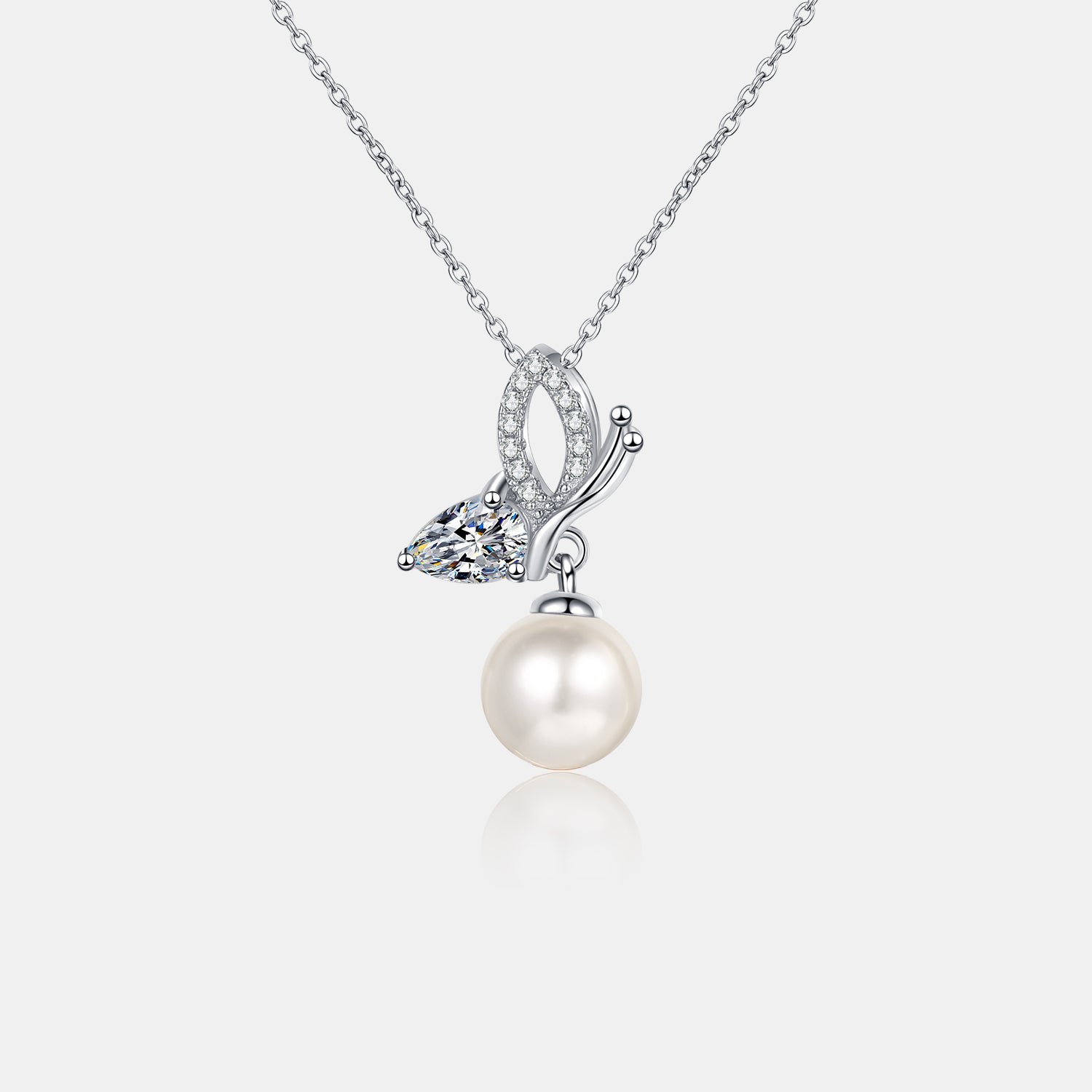 Pearl Pendant Moissanite 925 Sterling Silver Necklace - ClozArt