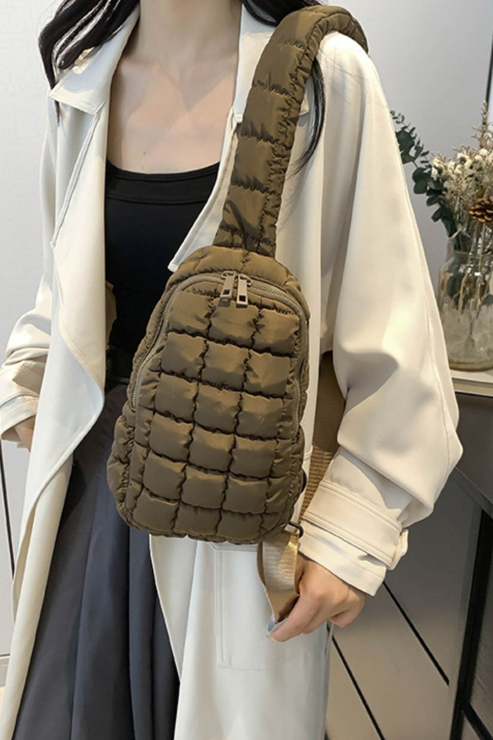 Quilted Nylon Crossbody  Bag - ClozArt